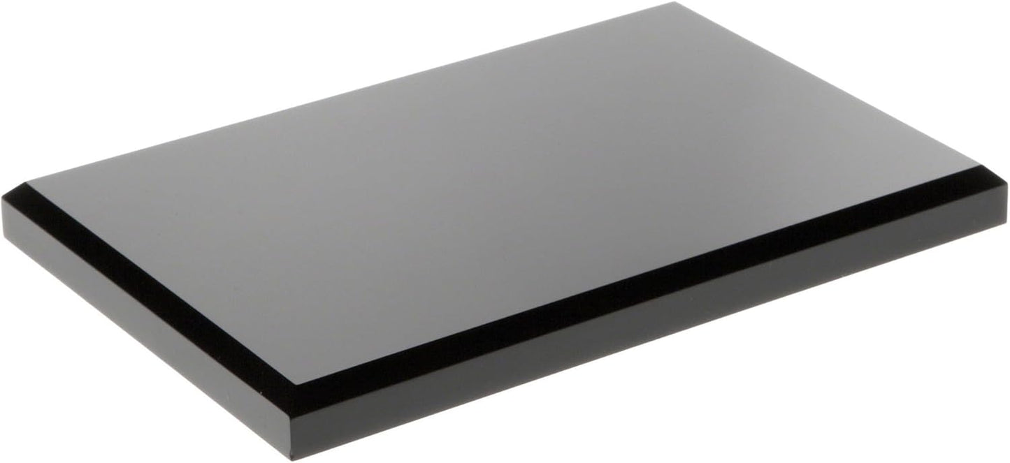 Plymor Black Acrylic Rectangular Beveled Display Base, 6" W x 4" D x 0.5" H, Pack of 6