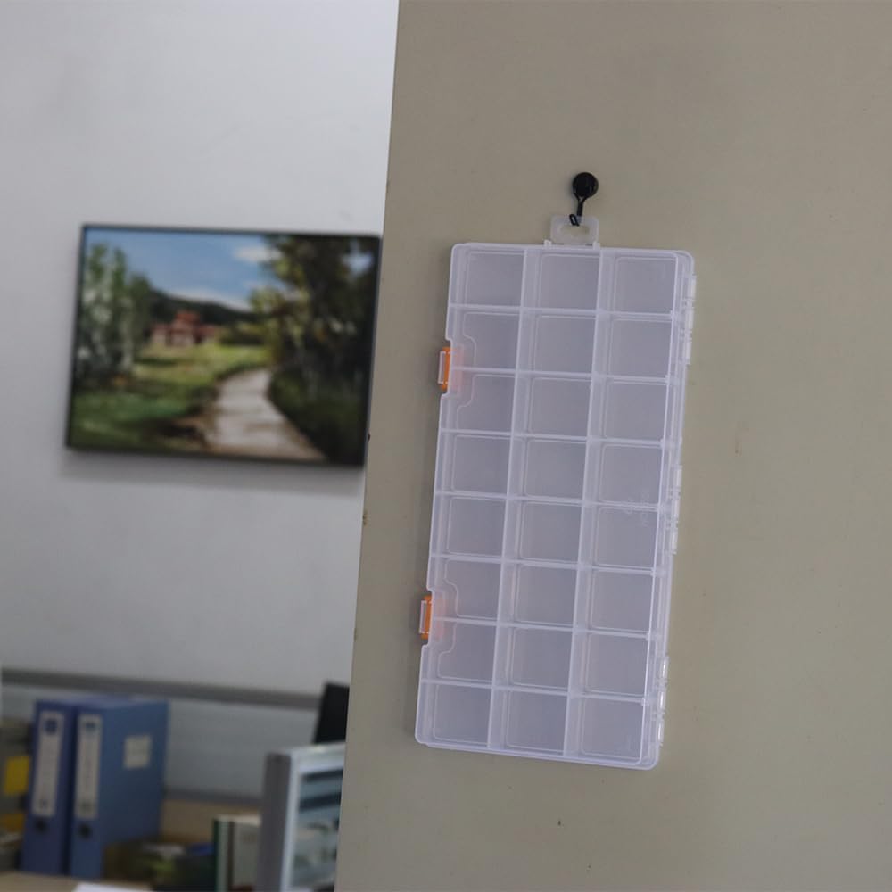 BangQiao 3 Pack 24 Grids Clear Plastic Storage Box with Dividers, Transparent Organizer Container Case for Small Parts, Bead, Button, Jewelry, Diamond, Craft Supplies,Sewing Kit, DIY Accessories
