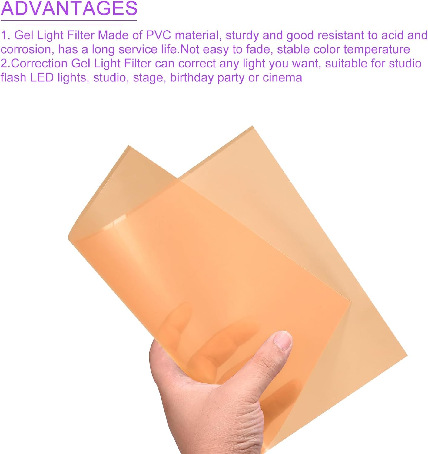 DMiotech 4Pcs Correction Gel Light Filter Overlay Transparent Plastic PVC Sheets Orange for Photo,Film,Video