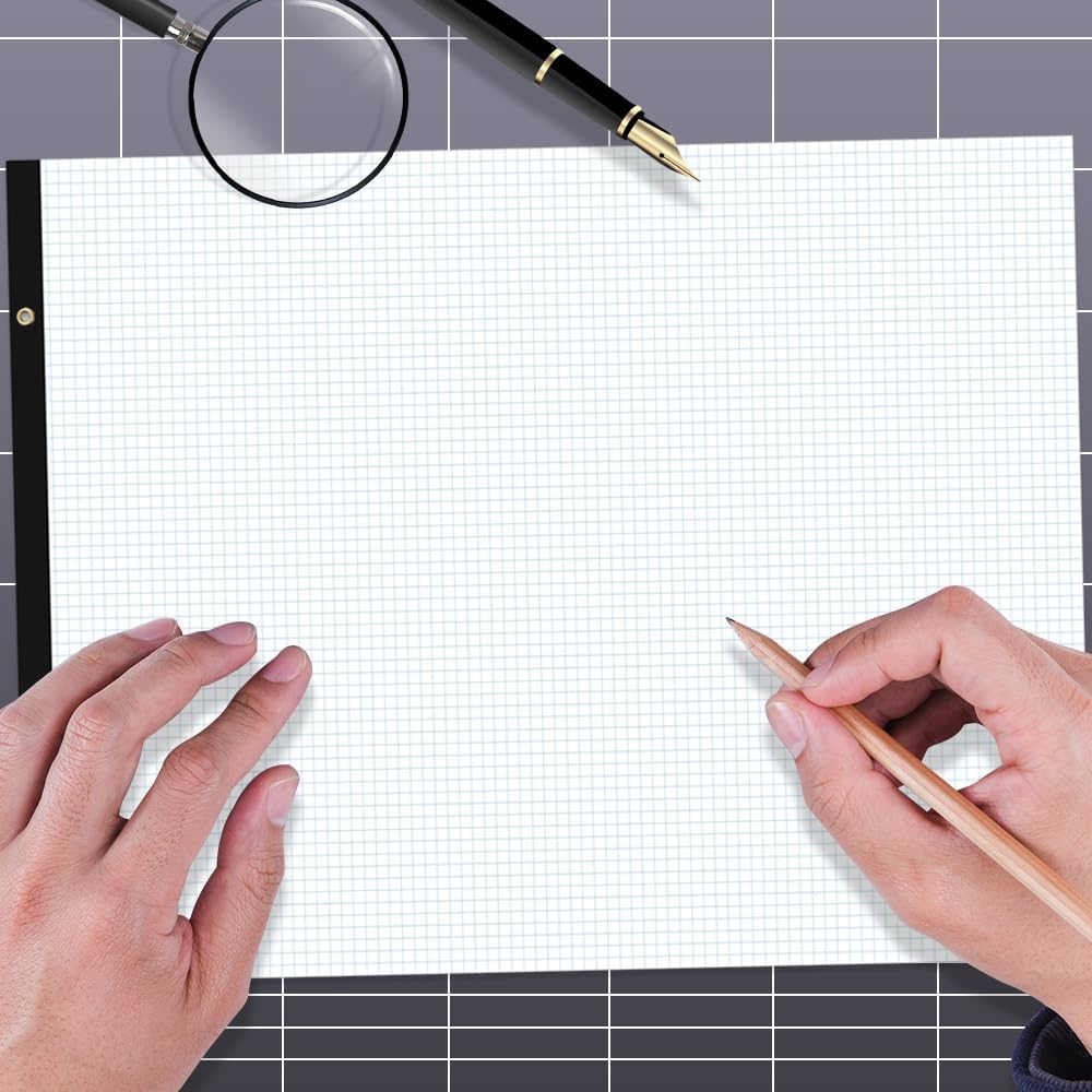 Large Engineering Graph Paper - 22" x 17" Grid Paper, 50 Sheets/100 Pages, 4"x4" Grid Pad, Giant Drafting Pad Sketching Graph Paper for Engineer Architect Designer Mathematician Draftsman