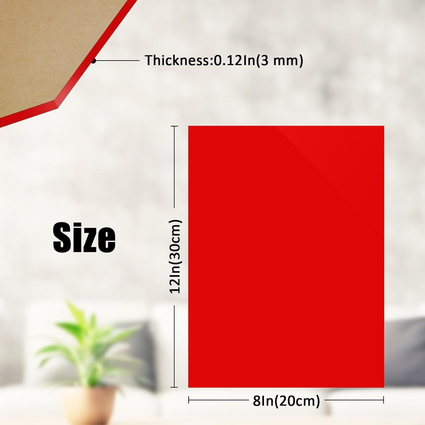 2 Pcs Red Acrylic Sheets for Laser Cutting Thick 3mm 8x12x1/8In Red Acrylic Sheet with Protective Paper for Handcrafts Signs