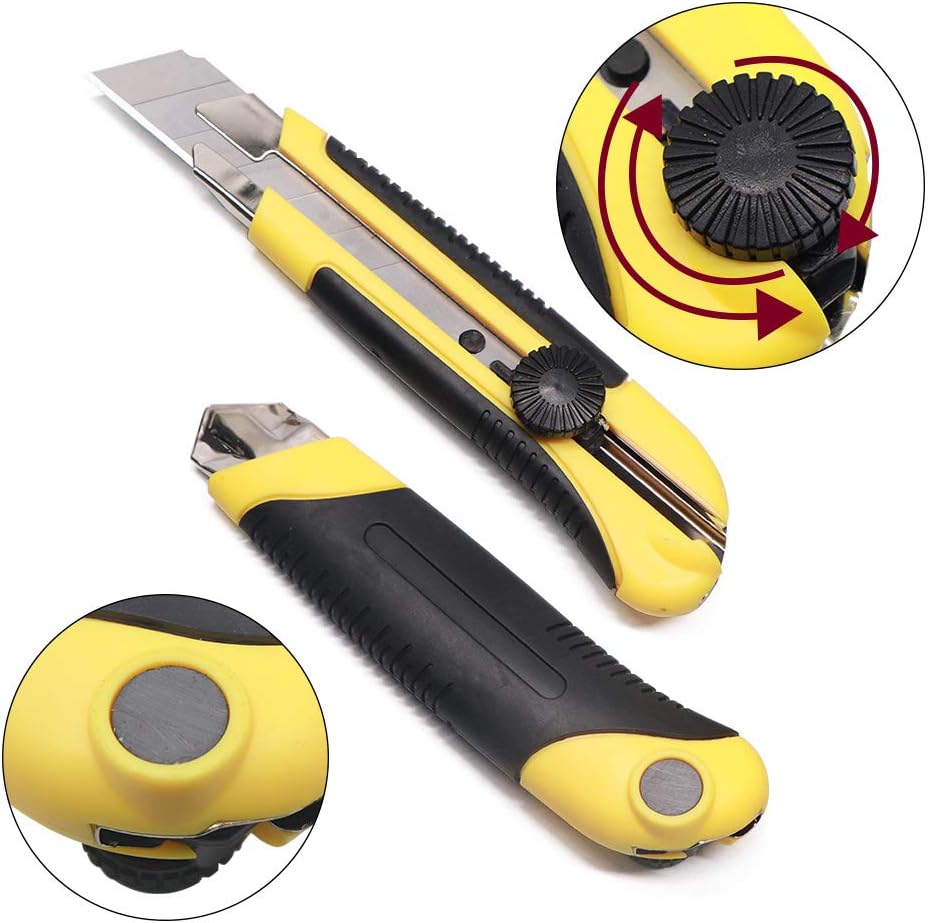 24 Pack Utility Knife, Retractable Box Cutter for Cartons, Cardboard and Boxes, 25mm Wider Razor Sharp Blade, Smooth Mechanism, Perfect for Office and Home use