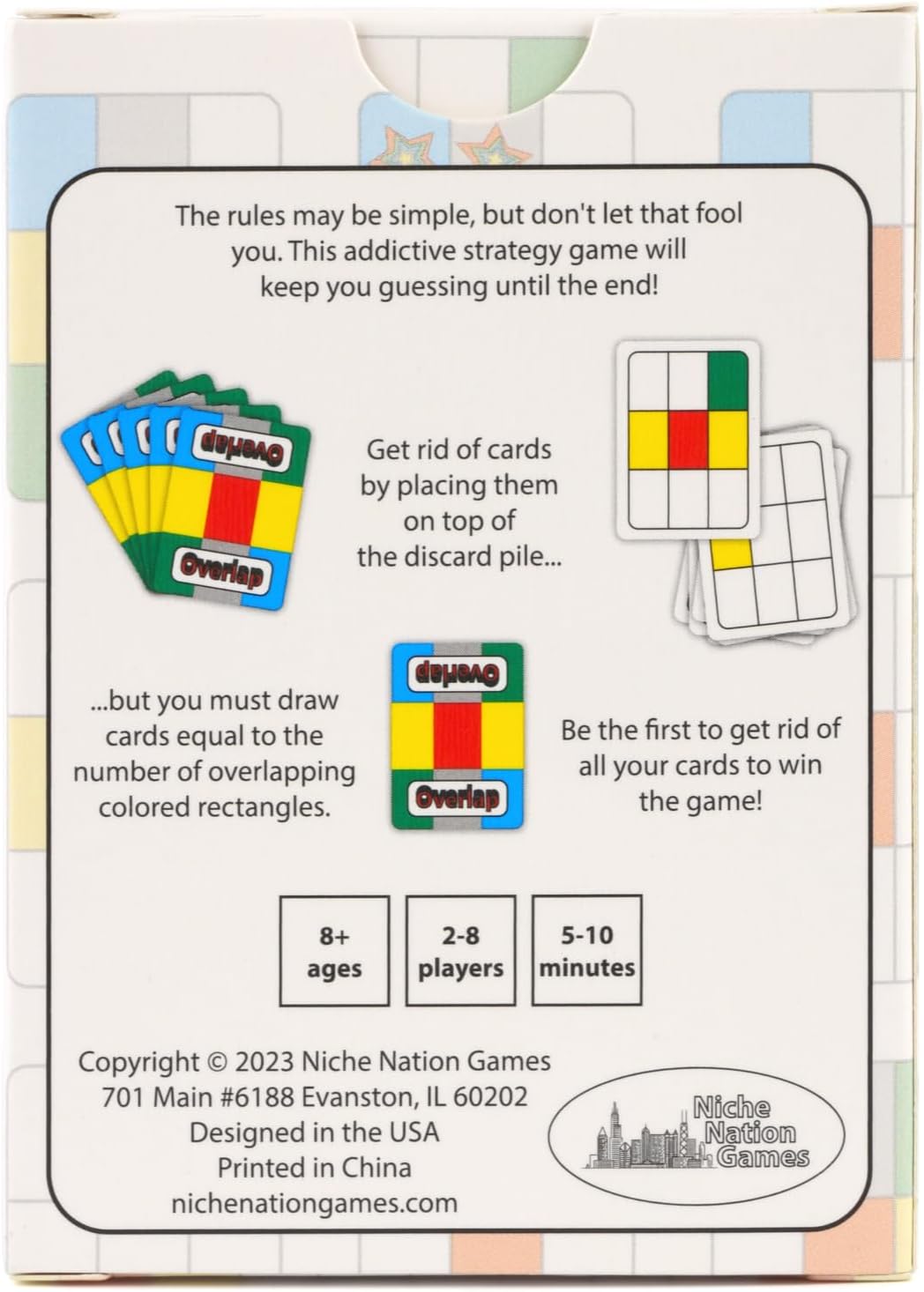 Overlap - Award-Winning Deceptively Simple Strategy Card Game for Adults and Families - 2 Player Game or Up to 8 Players - Easy to Learn - Mensa Recommended Brain Game