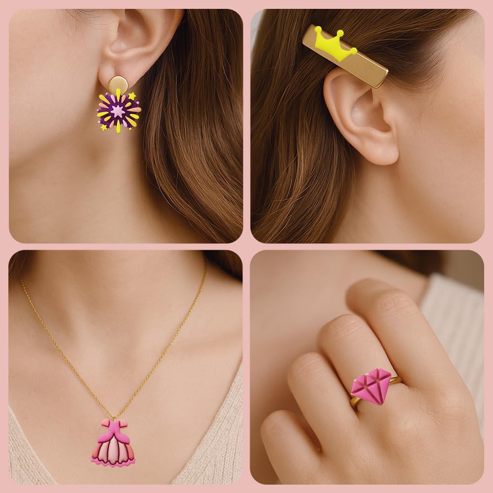 Polymer Clay Cutters - 14 Shapes Princess Theme Polymer Clay Cutters for Jewelry Creativity, Earring Making Kit with Storage Box