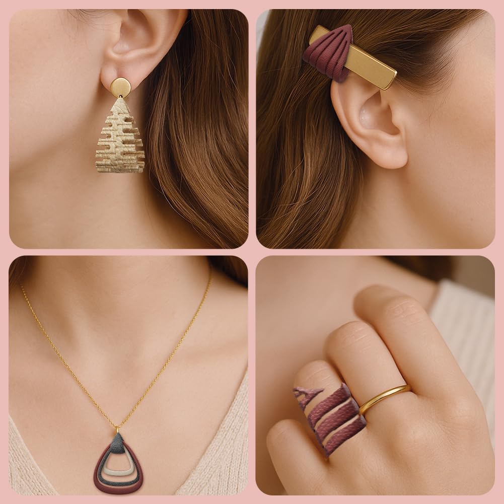 Polymer Clay Cutters - 12 Shapes Leather Twisting Jewelry Earrings Cutter, Polymer Clay Cutters for Jewelry, Earring Making Kit with Storage Box