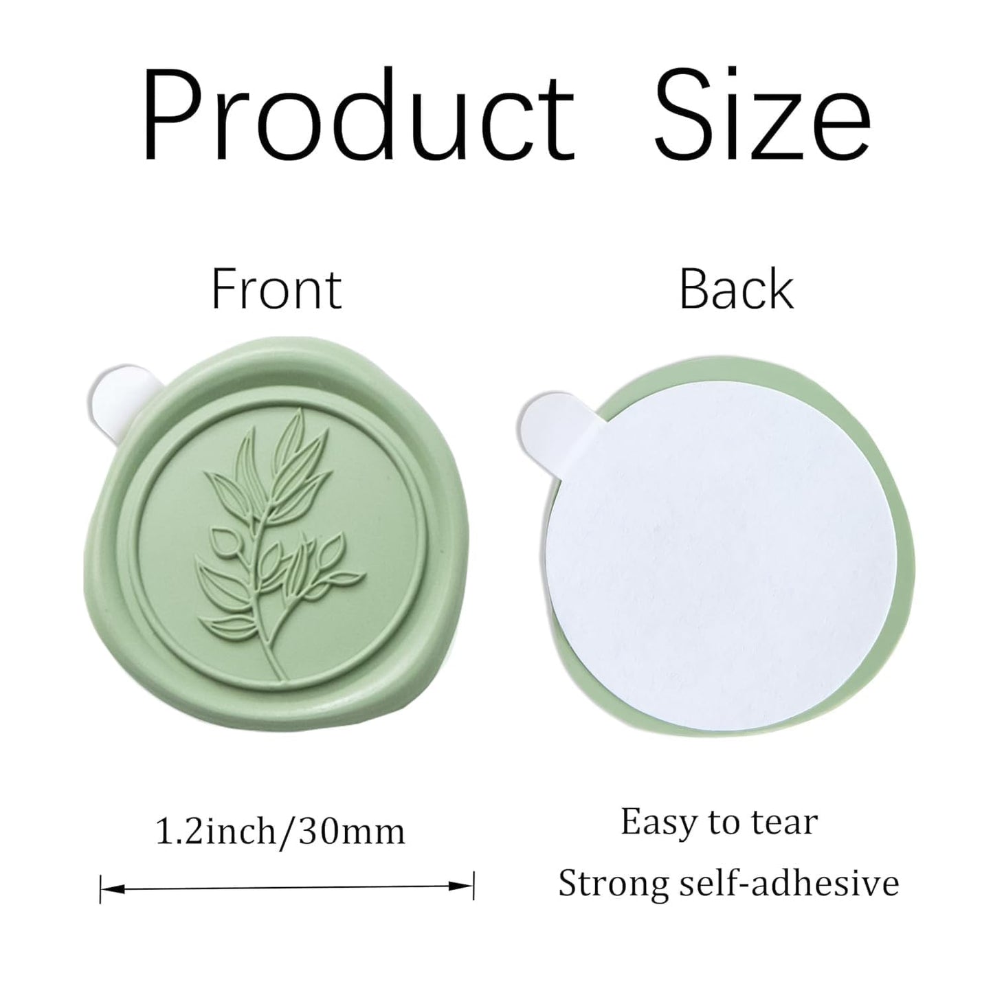 PONATIA Sage Green Wax Seal Stickers - 50 Pcs Self- Adhesive Wedding Invitation Seal Stickers, Perfect for Invitation Cards, Envelopes, Christmas Cards, Gift Wrapping, Party Menu Décor