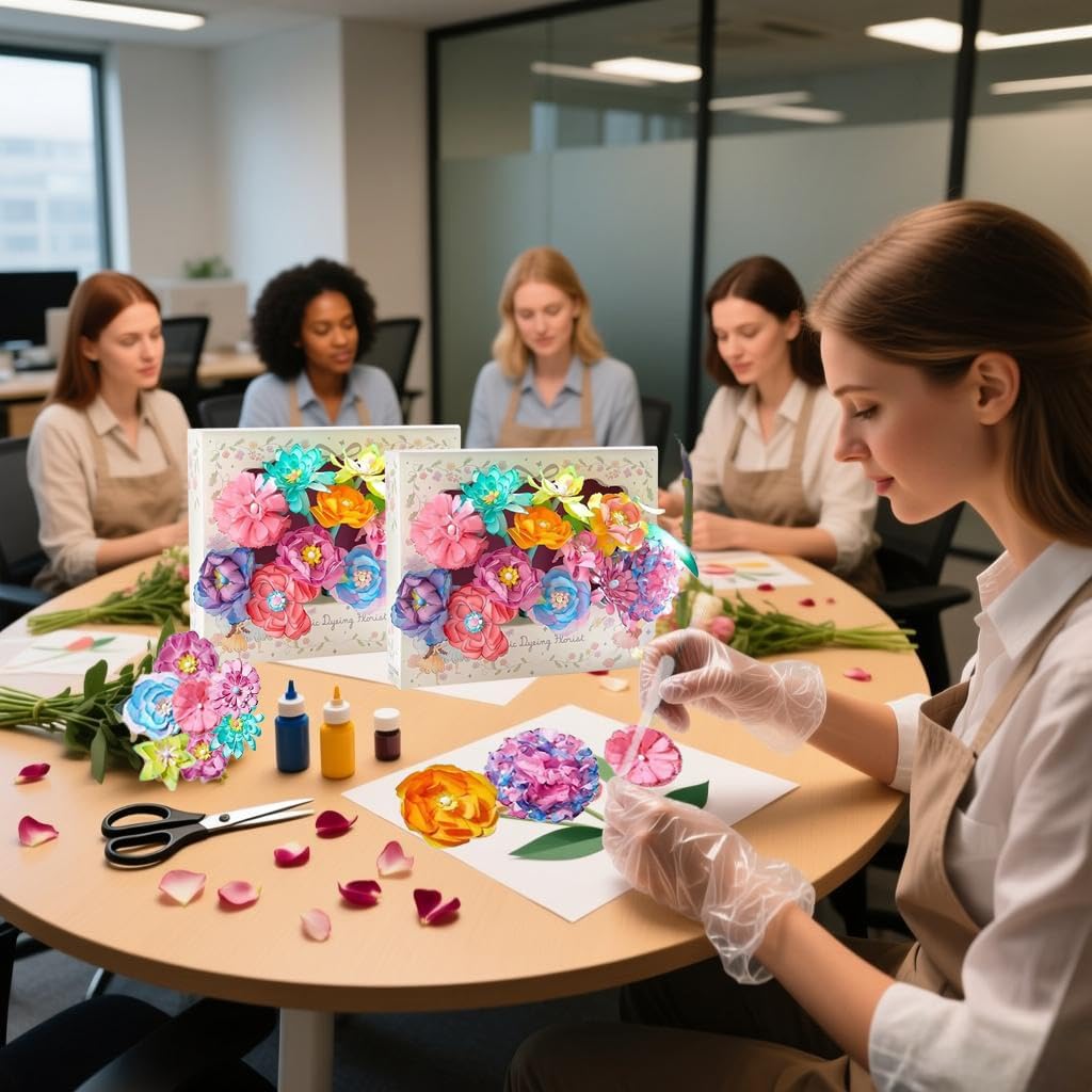 Science Craft Kit: Color Mixing & Dyeing Paper Flower Bouquet for Adults, Teens & Kids 8-12. Handmade Craft for Women's Group Activities & Stem Family Fun, Gift for Birthday Christmas, (Pink Florist)