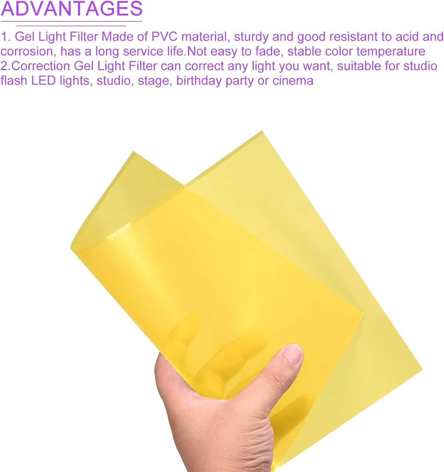 DMiotech 4Pcs Correction Gel Light Filter Overlay Transparent Plastic PVC Sheets Yellow for Photo,Film,Video