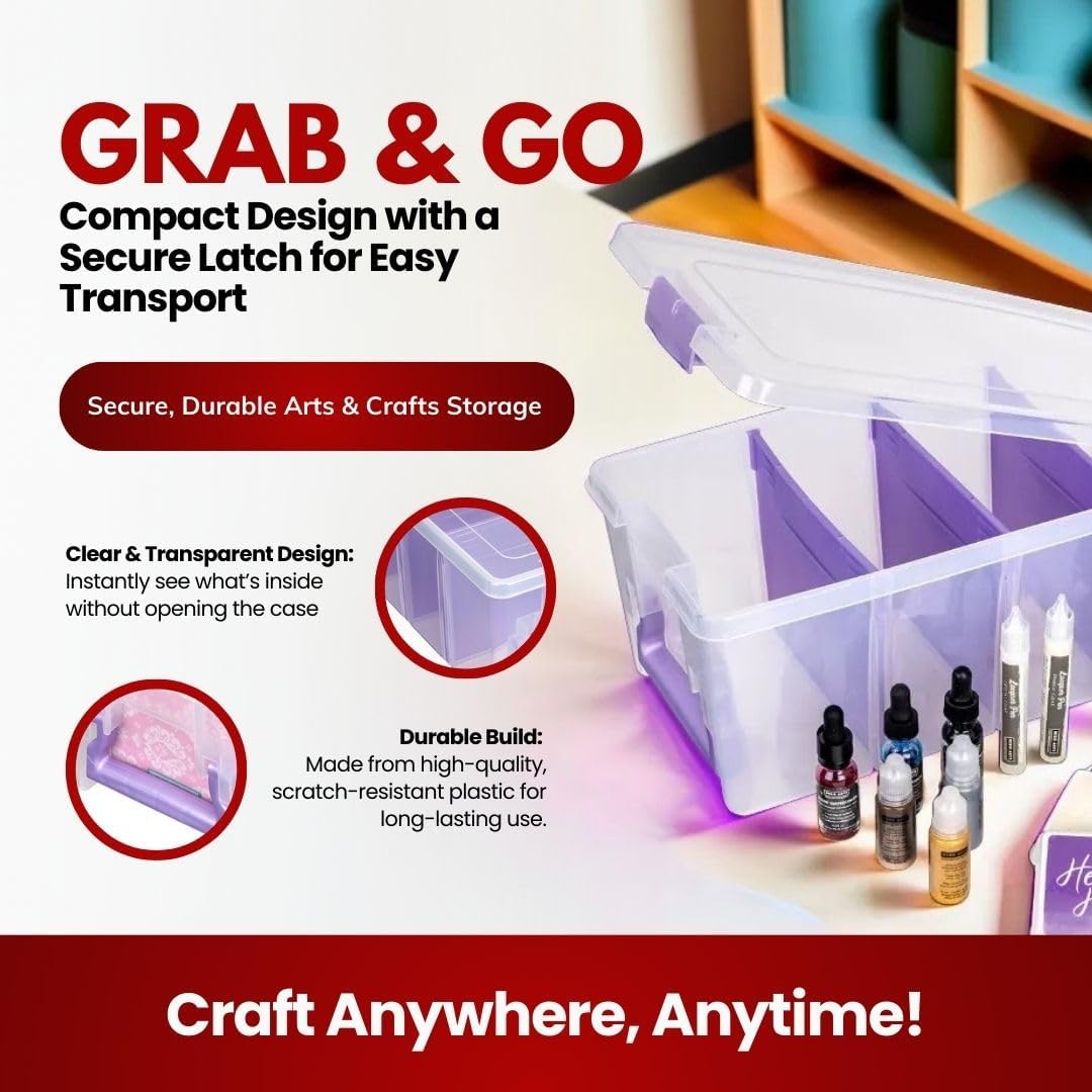 ArtBin Semi Satchel Portable Craft Organizer with 3 Dividers - Clear Plastic Storage Case for Art & Craft Supplies