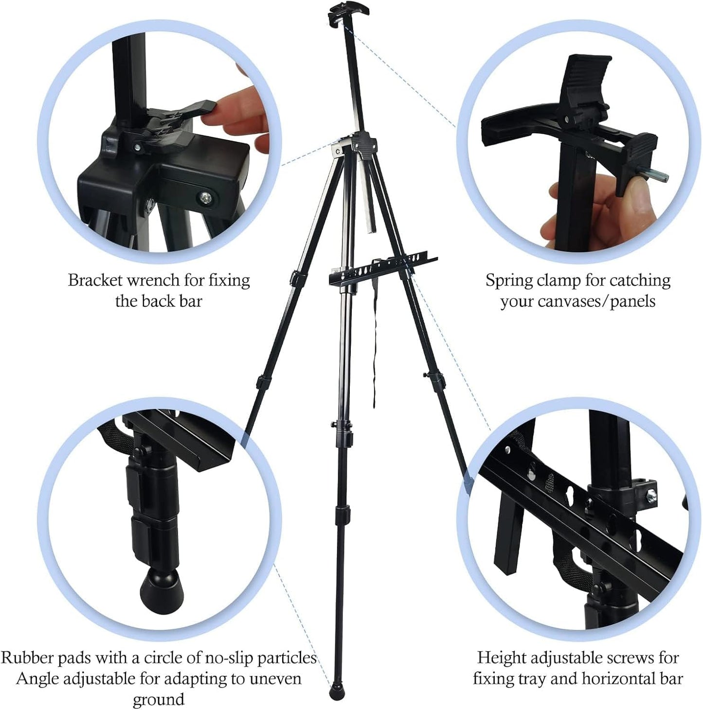 Art Easel Stand for Displaying - 66 Inch Height Adjustable Aluminum Metal Easels for Wedding Sign Display and Drawing & Outdoor and Portable for Adults - Sturdy and Painting,2-Pack.