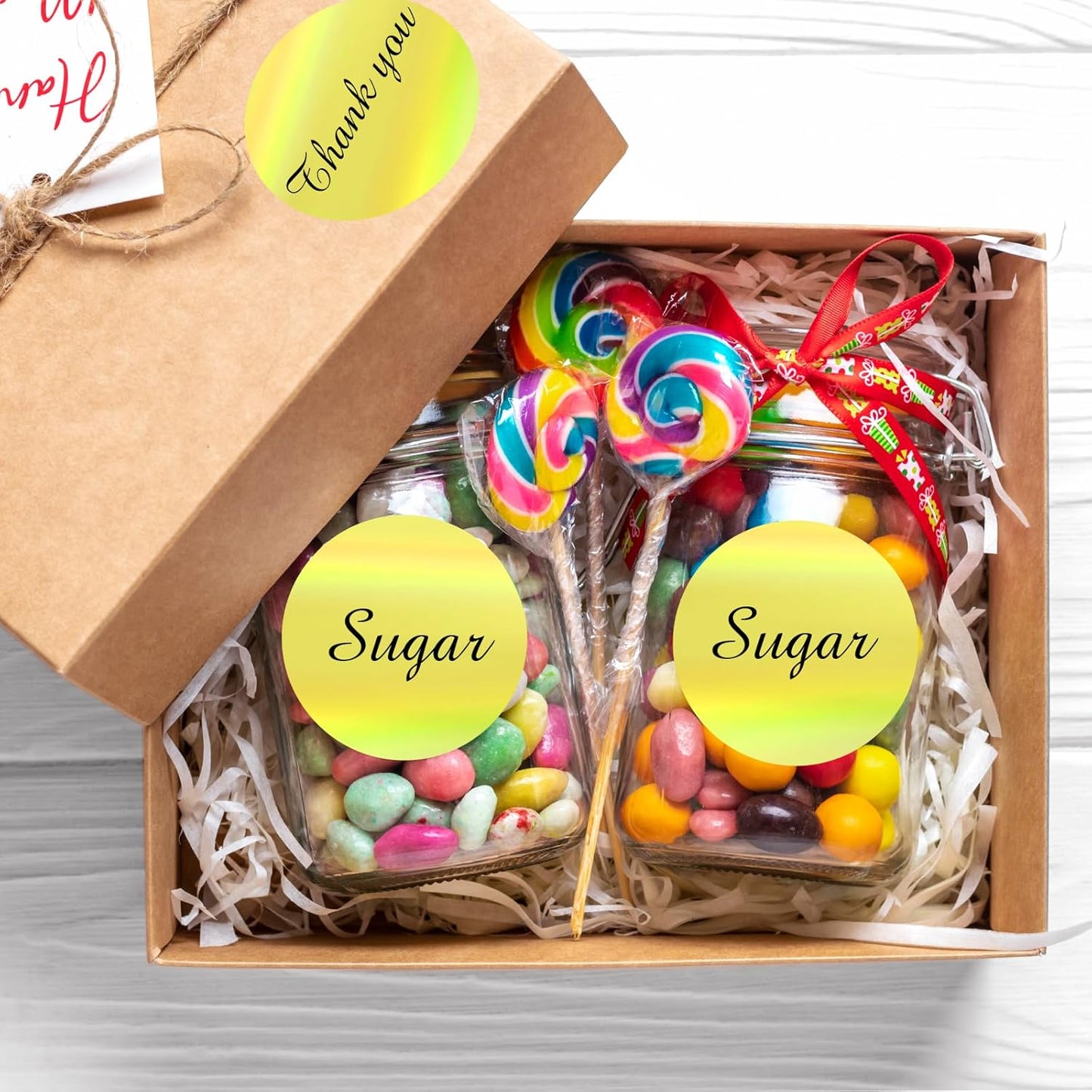 2" Circle Holographic Thermal Label Stickers, Round Printable Rainbow Glitter Thermal Printer Sticker Labels for Gift Wrapping, Self-Adhesive Name Price Tag DIY Custom Logo Design- Yellow