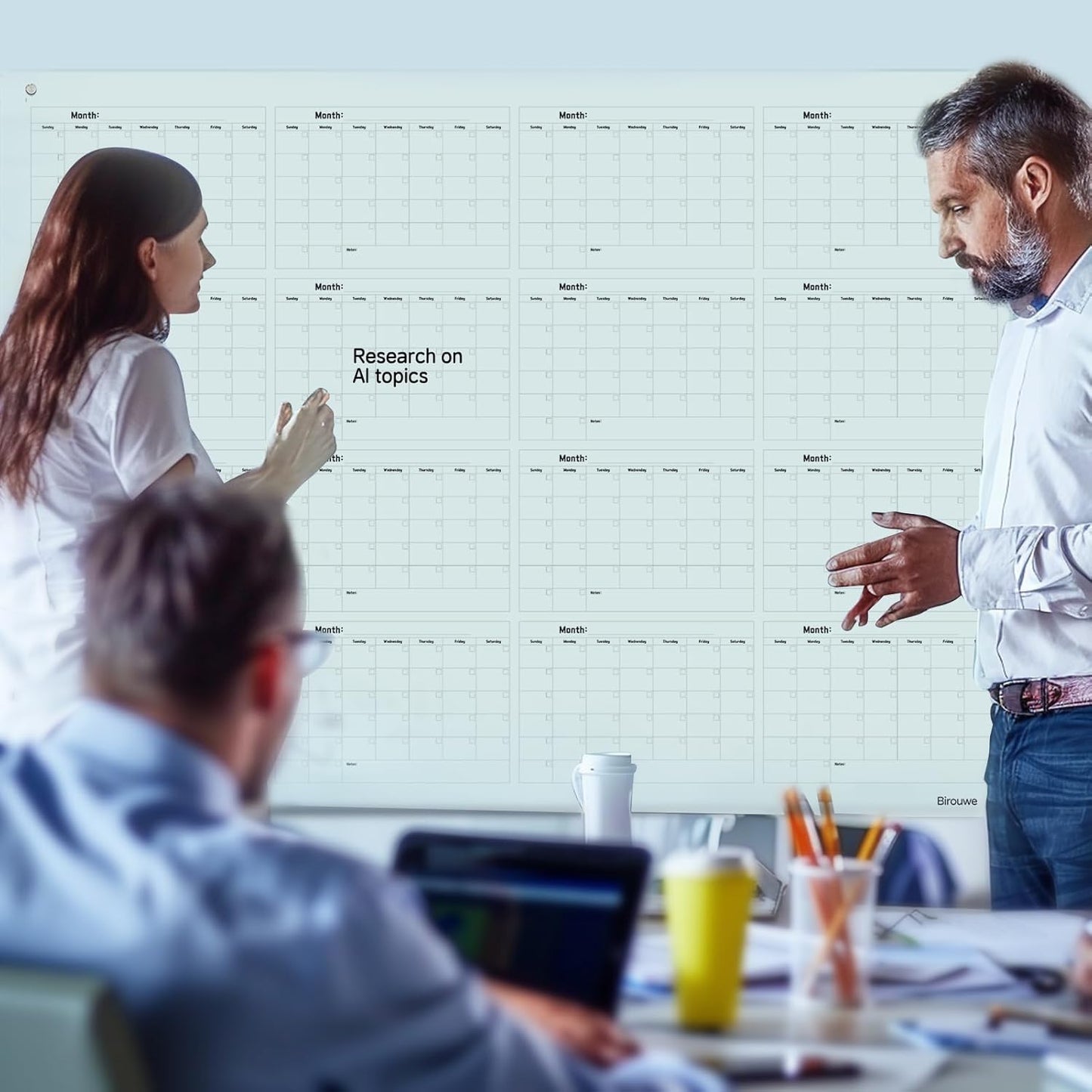 Magnetic Glass Yearly Calendar Whiteboard - Glass Dry Erase Board 48"x36" Large Frameless Glass Board for Walls Office School and Home