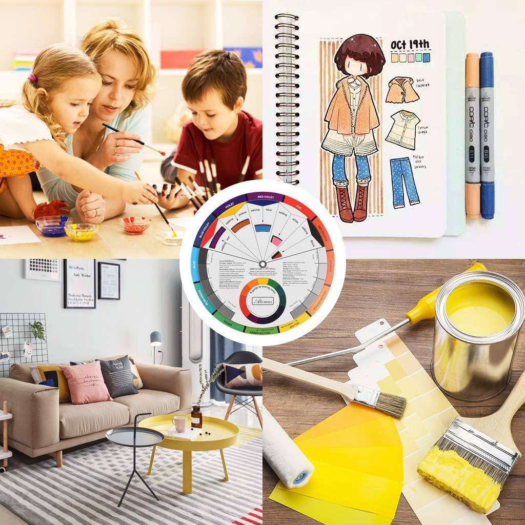 Pocket Color Wheel, Paint Mixing Learning Guide Art Class Teaching Tool for Makeup Blending Board Chart Color Mixed Guide Mix Colors