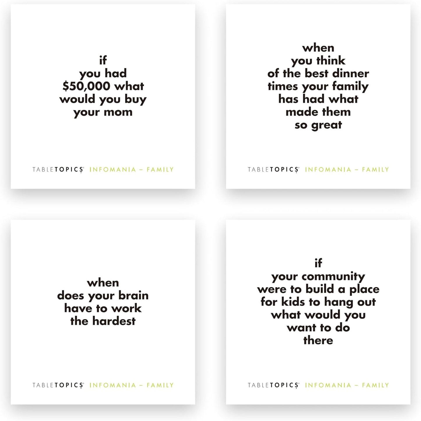 TABLETOPICS Family Infomania: Questions to Start Great Conversations