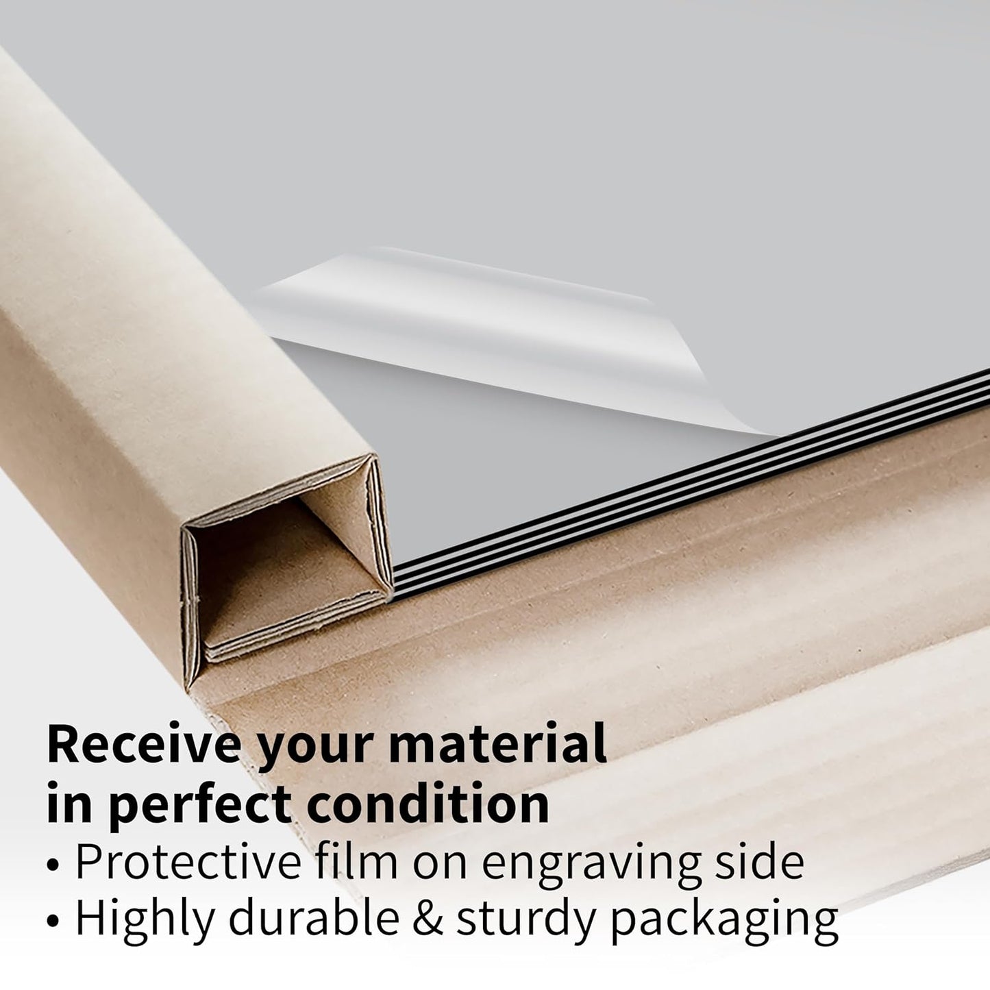 Trotec TroLase Lights | 24"x12"x1/250"(0.1mm thick) | Adhesive-Backed Flexible Laser Engraving Sheet/Film for Decal & Label | Double Color Plastic Sheet for Engraving | Smooth Silver/Black | 10pcs