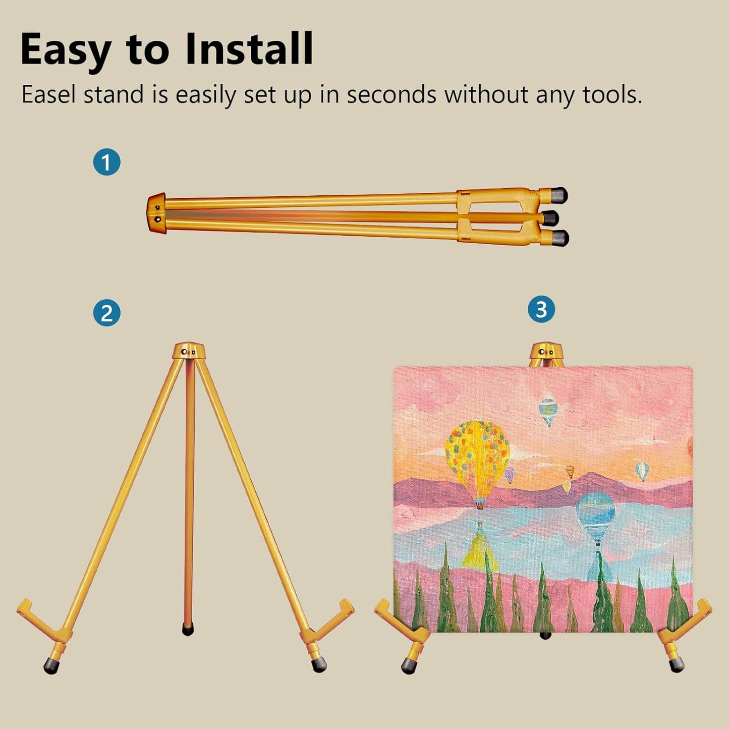 14" High Tabletop Instant Display Easel, Small Desktop Steel Easel Stand with Adjustable Holders for Paintings, Posters and Store Signs(Gold, 2Pack)