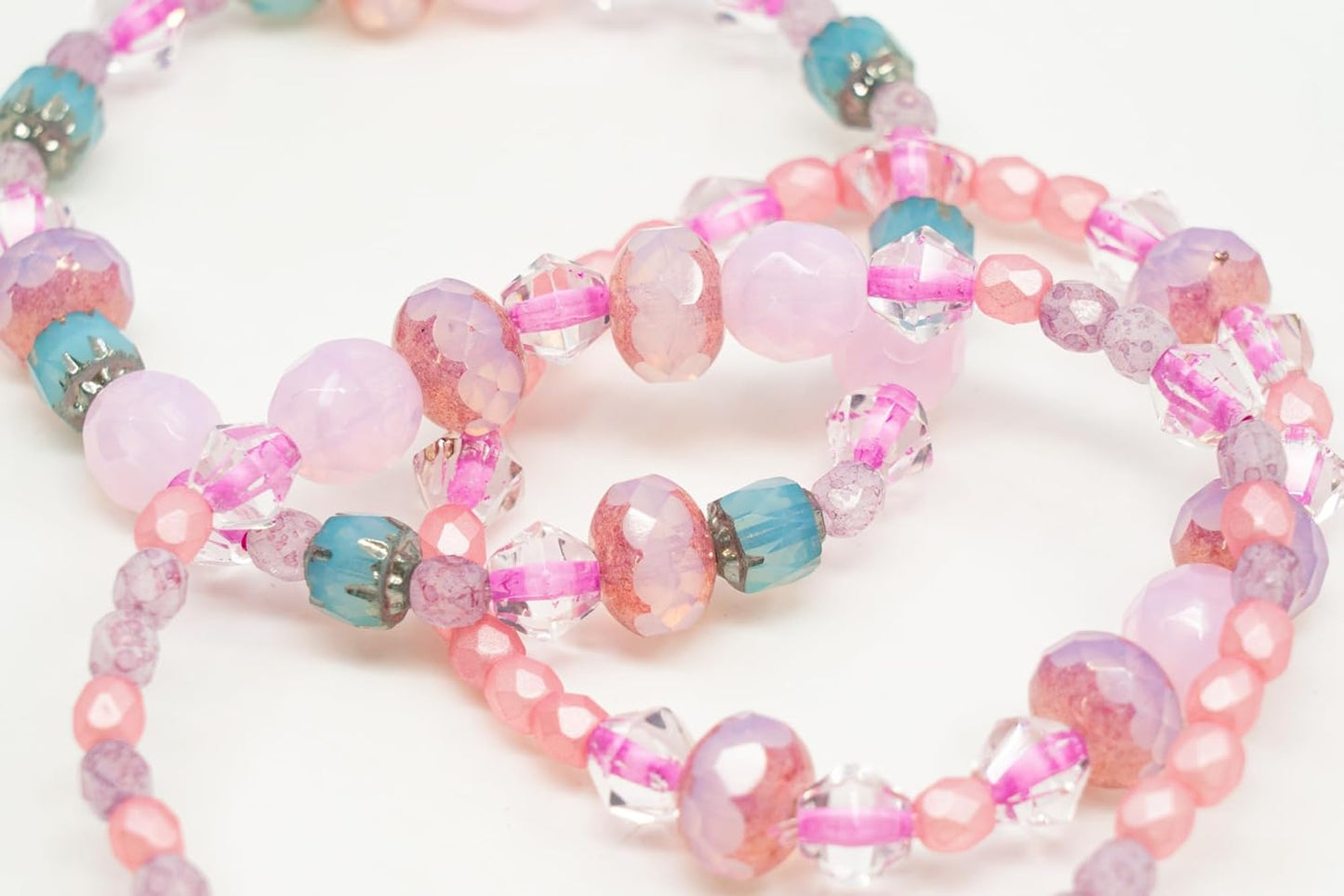 0.9 oz (25g) Mix of Faceted Fire Polished Czech Glass Beads (Round, Rondelle etc) 4-10mm, Cold Pink