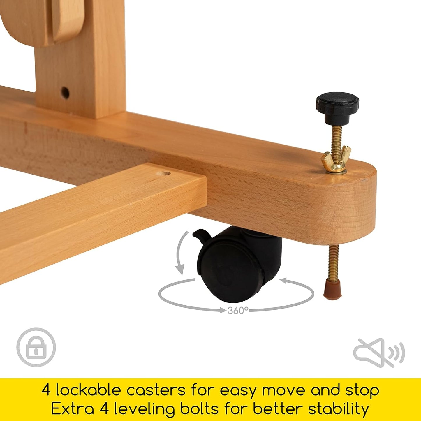 MEEDEN Enlarged Heavy-Duty H-Frame Easel: Artist Solid Beech Wooden Studio Easel - Professional Painting Art Easel Stand with 4 Lockable Wheels & Leveling Bolts - Hold Canvas up to 86" H