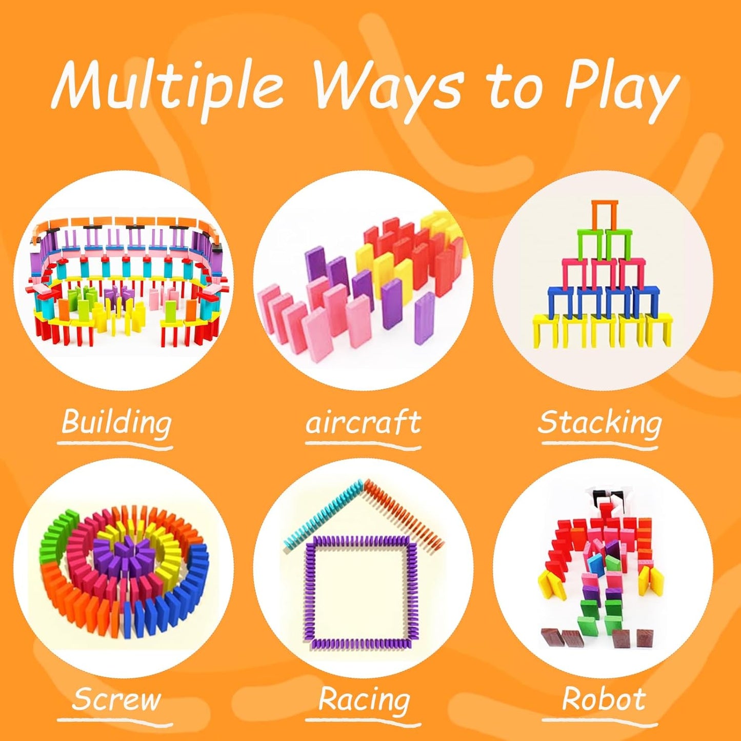 1000 Piece Dominoes Set for Kids with Extra 20 Blocks, Colorful Dominos Tiles for Building, Stacking, Racing, Tumbling, Wood Domino with Storage Bag and Box