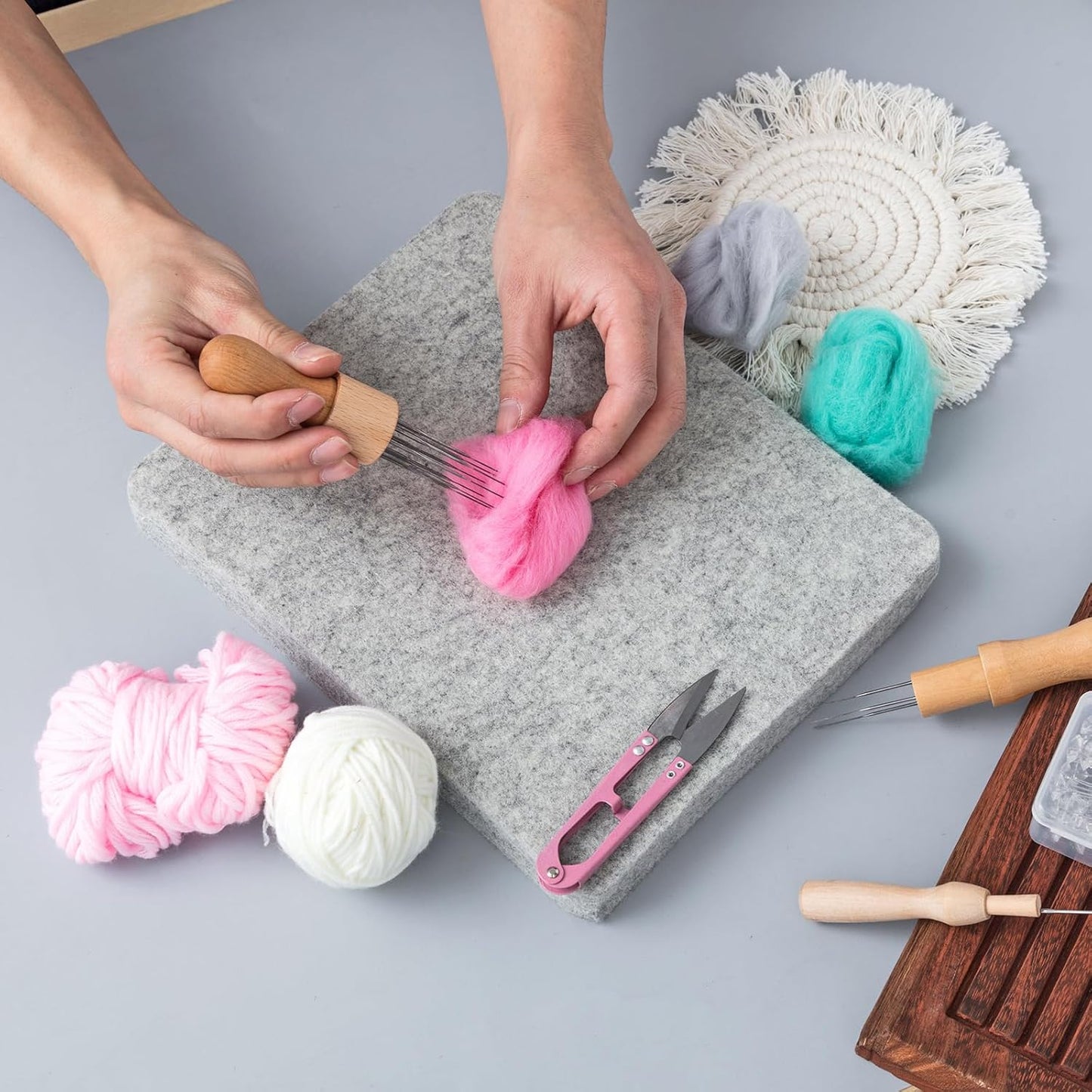 Amylove 8 Pcs Needle Felting Pad Needled Felting Mat Wool Supplies Thick Firm Base Woolen Block for Beginners Crochet Knitting Projects Kit Tool, Gray (8 x 10 x 1 Inch)