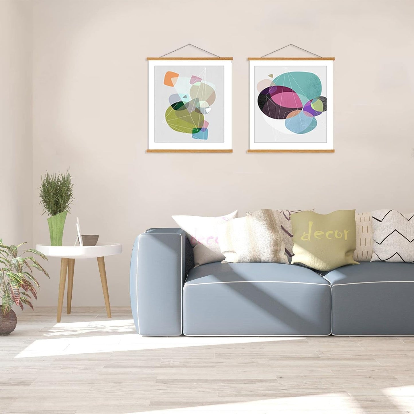 WITCOLOR Poster Hanger Frame, Teak Style 22 inch Wide Magnetic Frame for Wall Decor Art Painting, Magnet Poster Hanger for Photos, Pictures, Prints, Maps, Scrolls and Canvas Artwork