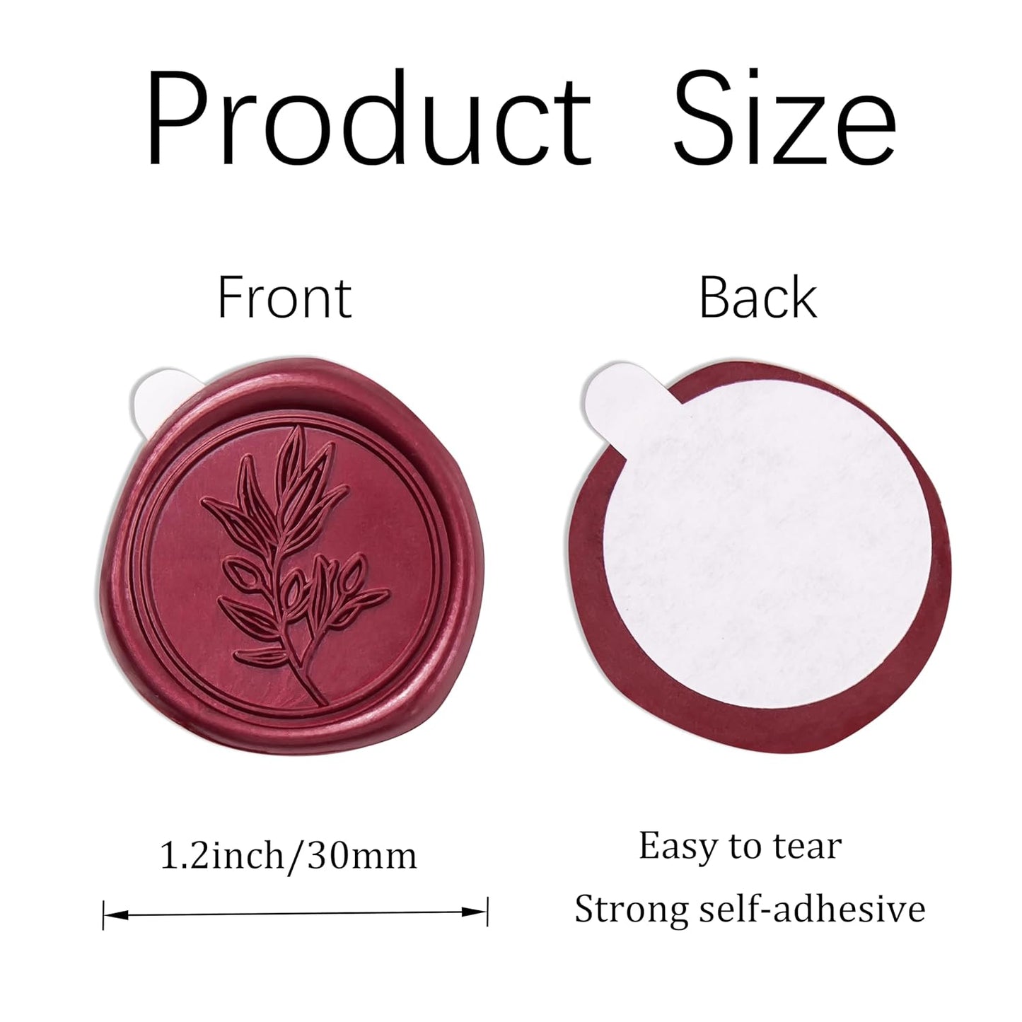 PONATIA Burgundy Wax Seal Stickers - 50 Pcs Self-Adhesive Envelopes Wax Seals for Wedding Invitations, Party Invitations, Gift Wrapping, Wine Bottle Decor