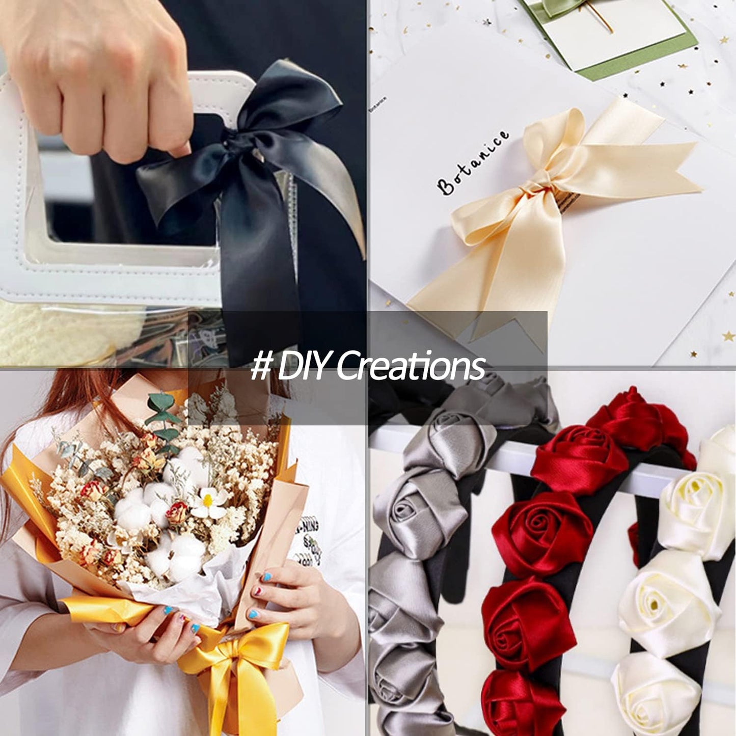 1-1/2" Wide x 100 Yards Single Faced Polyester Black Satin Ribbon, Perfect for Crafts, Bow Making, Wedding Decor, Sewing, Gift Package Wrapping and More (Black)