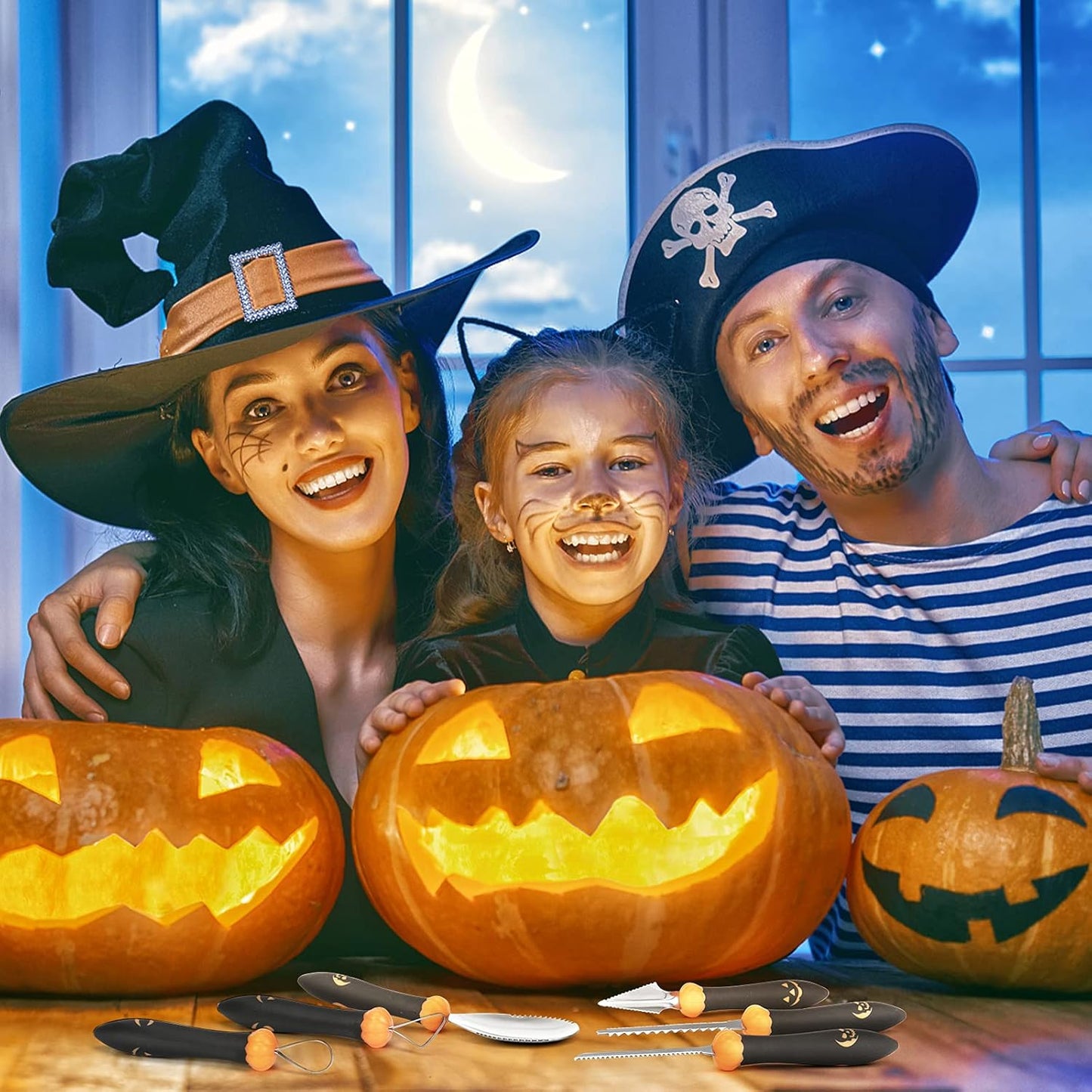 Pumpkin Carving Kit Tools Halloween, Professional Heavy Duty Carving Set, Stainless Steel Double-side Sculpting Tool Carving Kit for Halloween Decoration Jack-O-Lanterns, Gift for Halloween