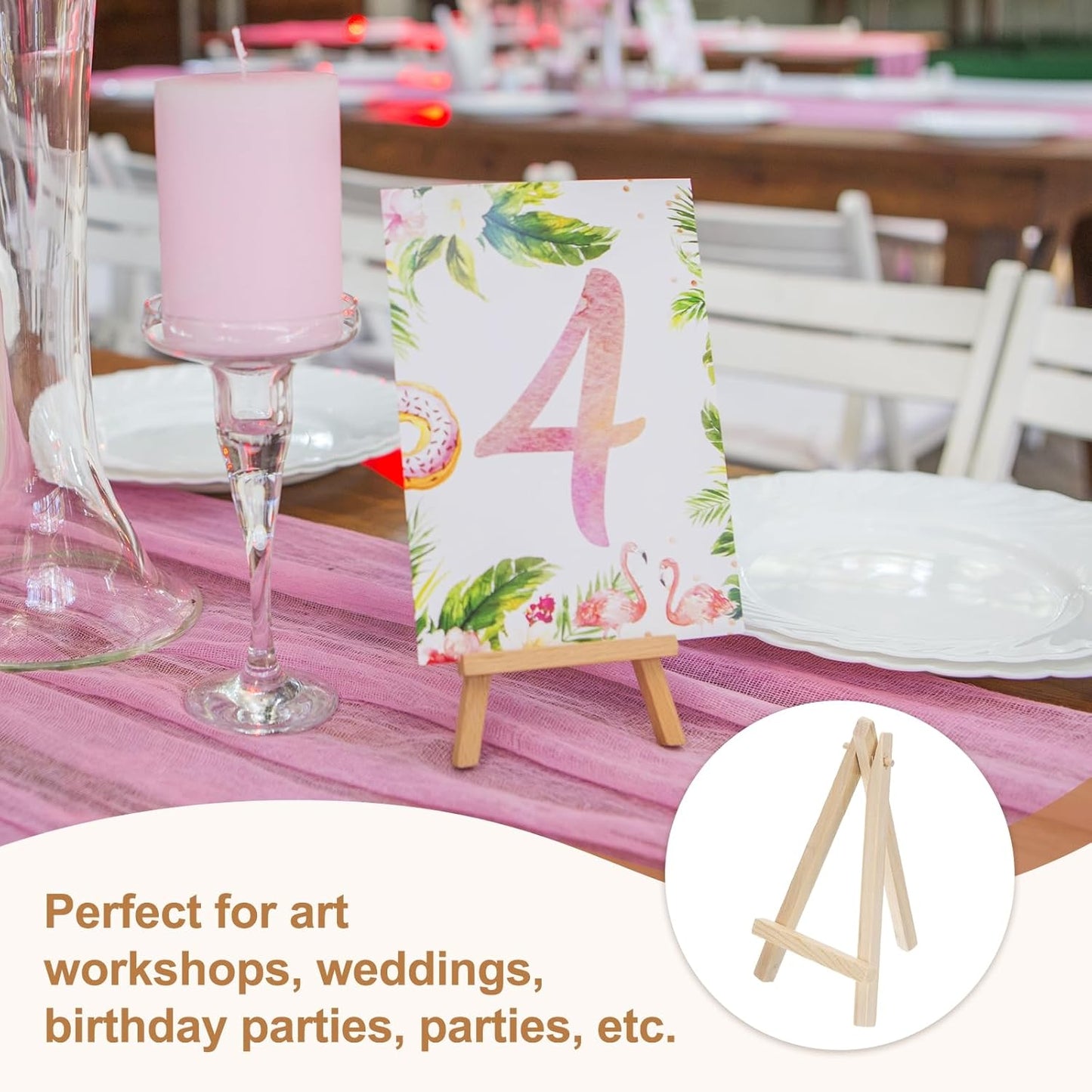 MECCANIXITY Mini Wood Display Easels, 5.9"x3.1"A-Frame Painting Tabletop Easels Holder Stand for Artists Beginners Displaying Small Canvases Art Photos Business Cards(Pack of 12, Wood Color)