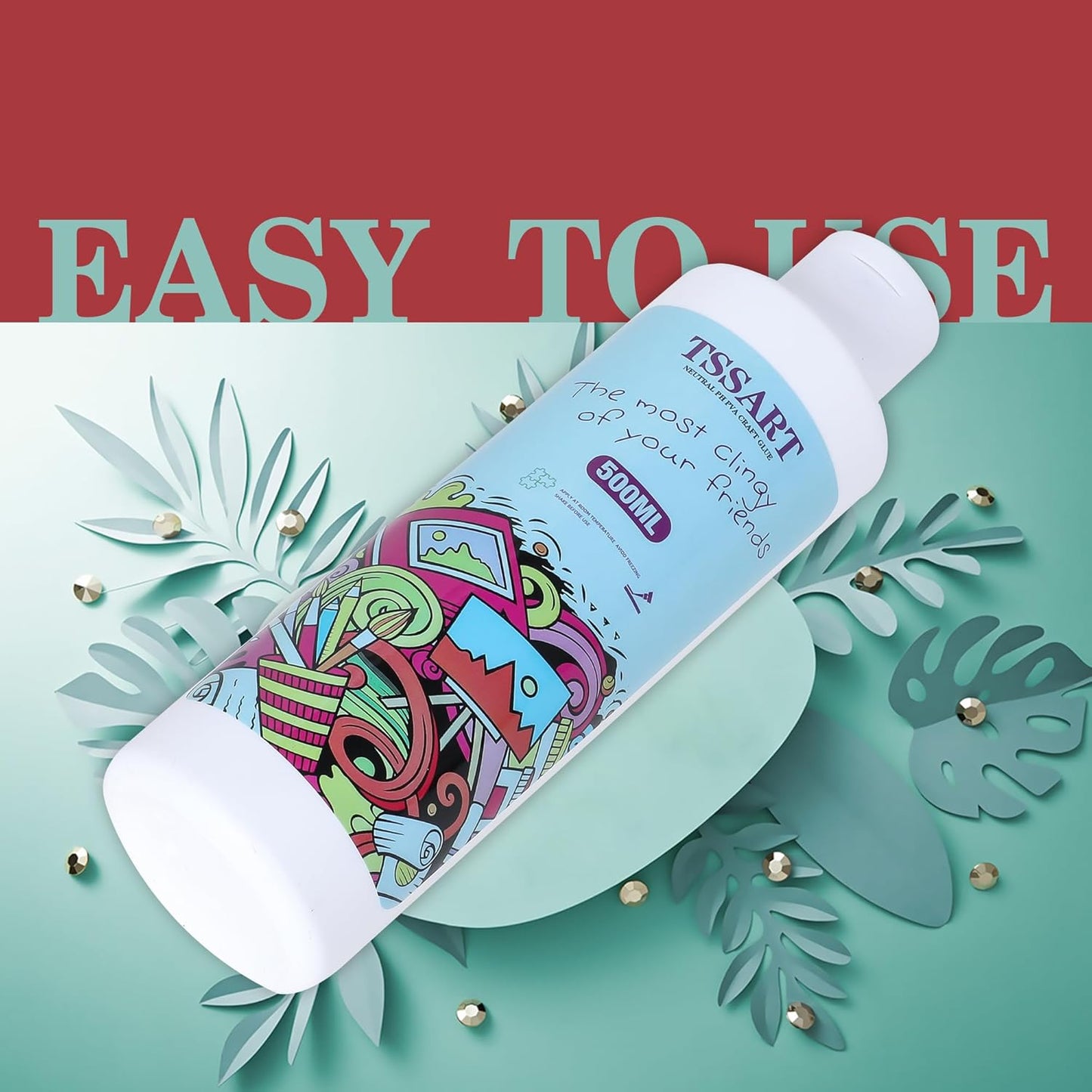 Neutral pH Craft Glue - 16.9floz Acid-Free PVA Formula Water Soluble Glue, Dries Clear and Flexible - Ideal for Arts, Paper, Photography, Scrapbooking and Book Binding - Flip Cap