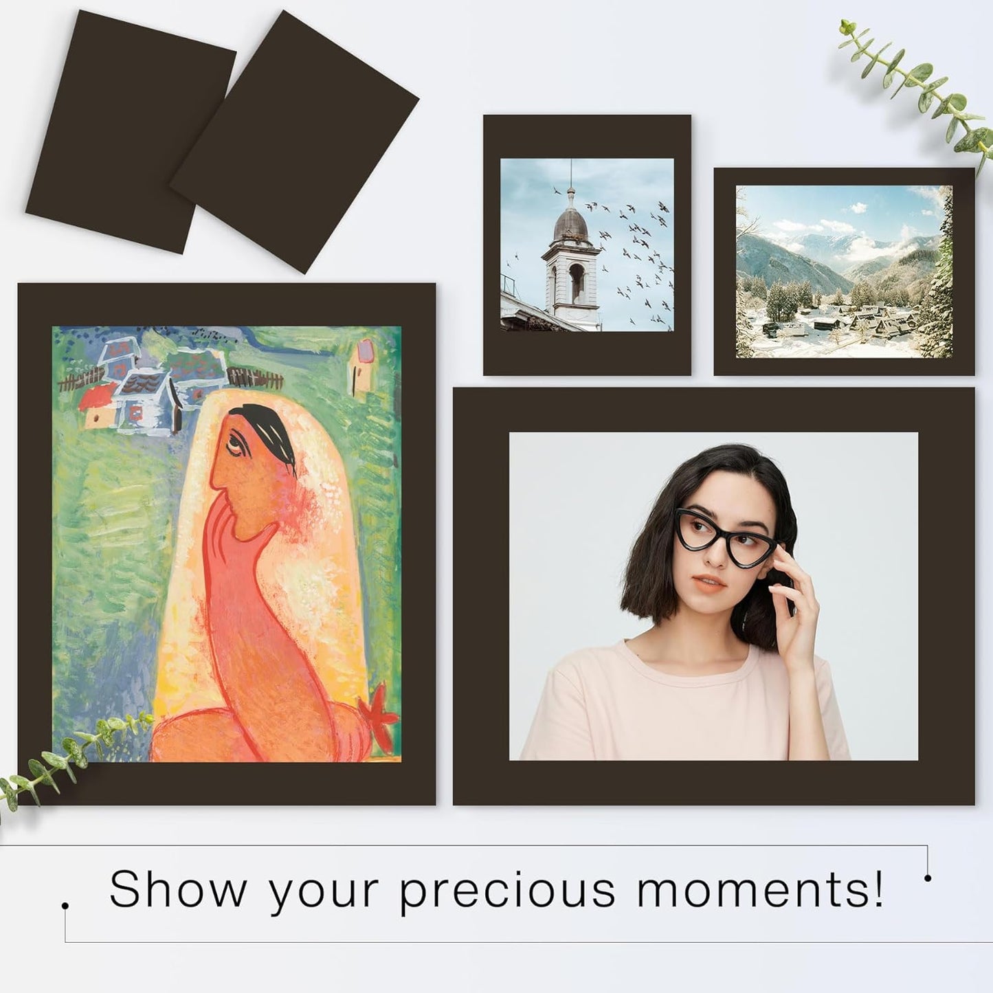 Golden State Art, 8x10 Uncut Photo Mat Matboard - Black Uncut Mats for DIY Projects, Presentation Boards, Art Crafts, Prints, Frames (50 Pack)