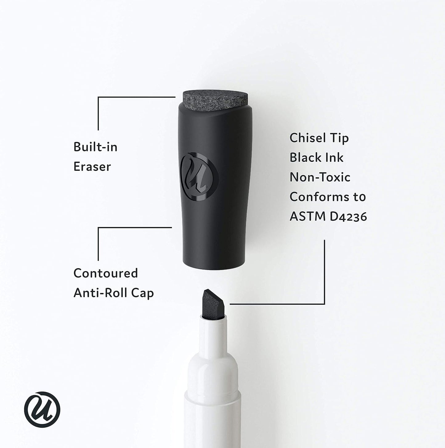 U Brands Magnetic Dry Erase Board White Board, 36" x 36" Inches, Black Wood Frame (2892U00-01)