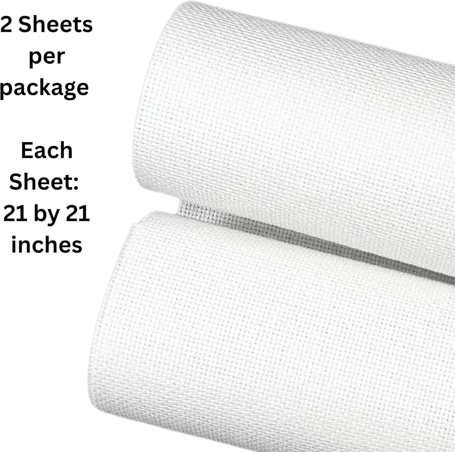 2 Sheets of White 14 Count Aida Cloth – 21 x 21 Inch Pre-Cut Fabric Squares – Cross Stitch Fabric – 100% Cotton – Ideal for Needlework & Embroidery – The Knotty Unicorn