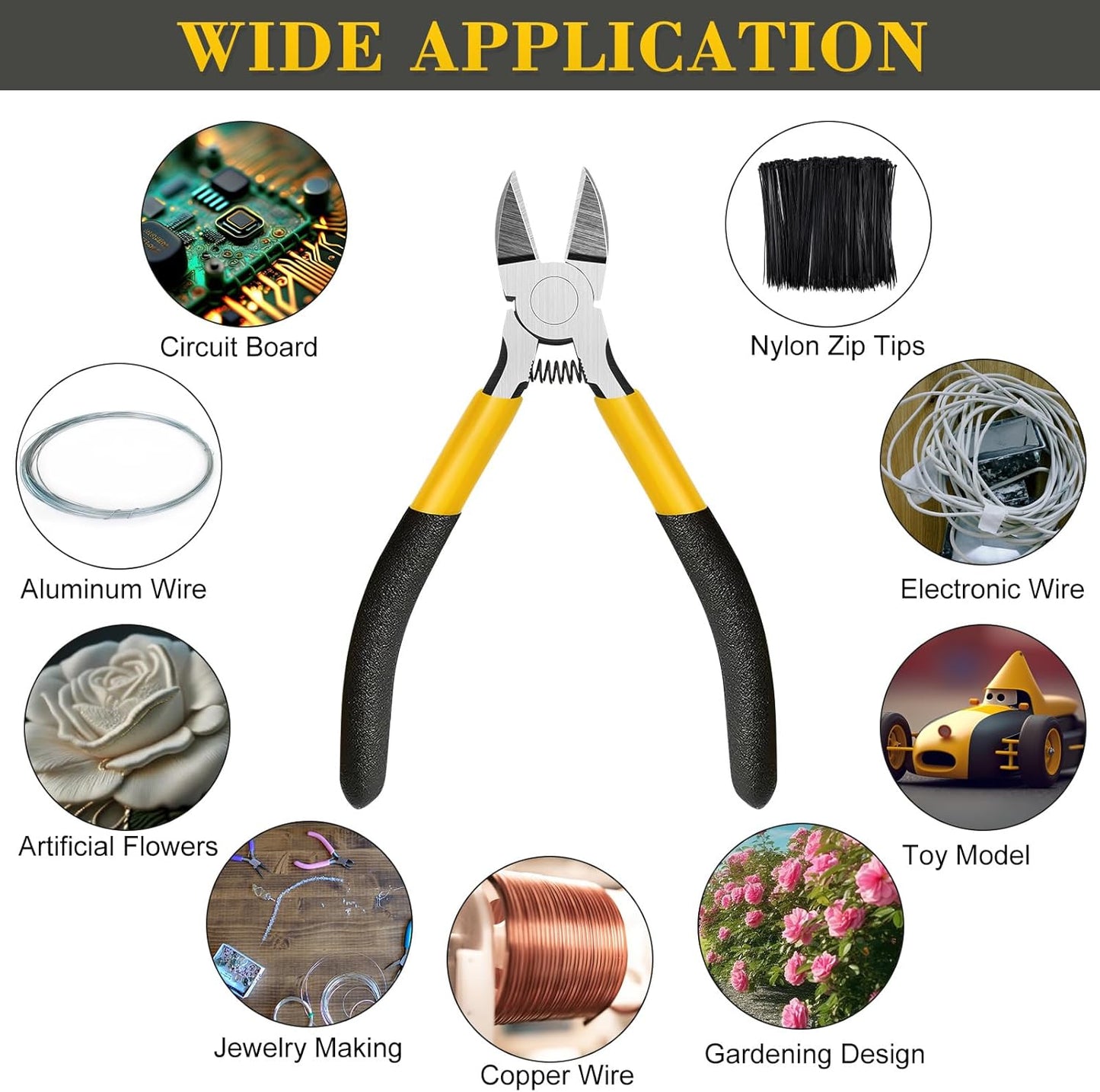 Lasnten 15 Pcs 5" Wire Cutters Precision Cutting Pliers Side Diagonal Cutters Small Wire Clippers Spring Loaded Flush Cut Snips with Nonslip Handle for DIY Jewelry Making Crafting Model Kits Zip Ties