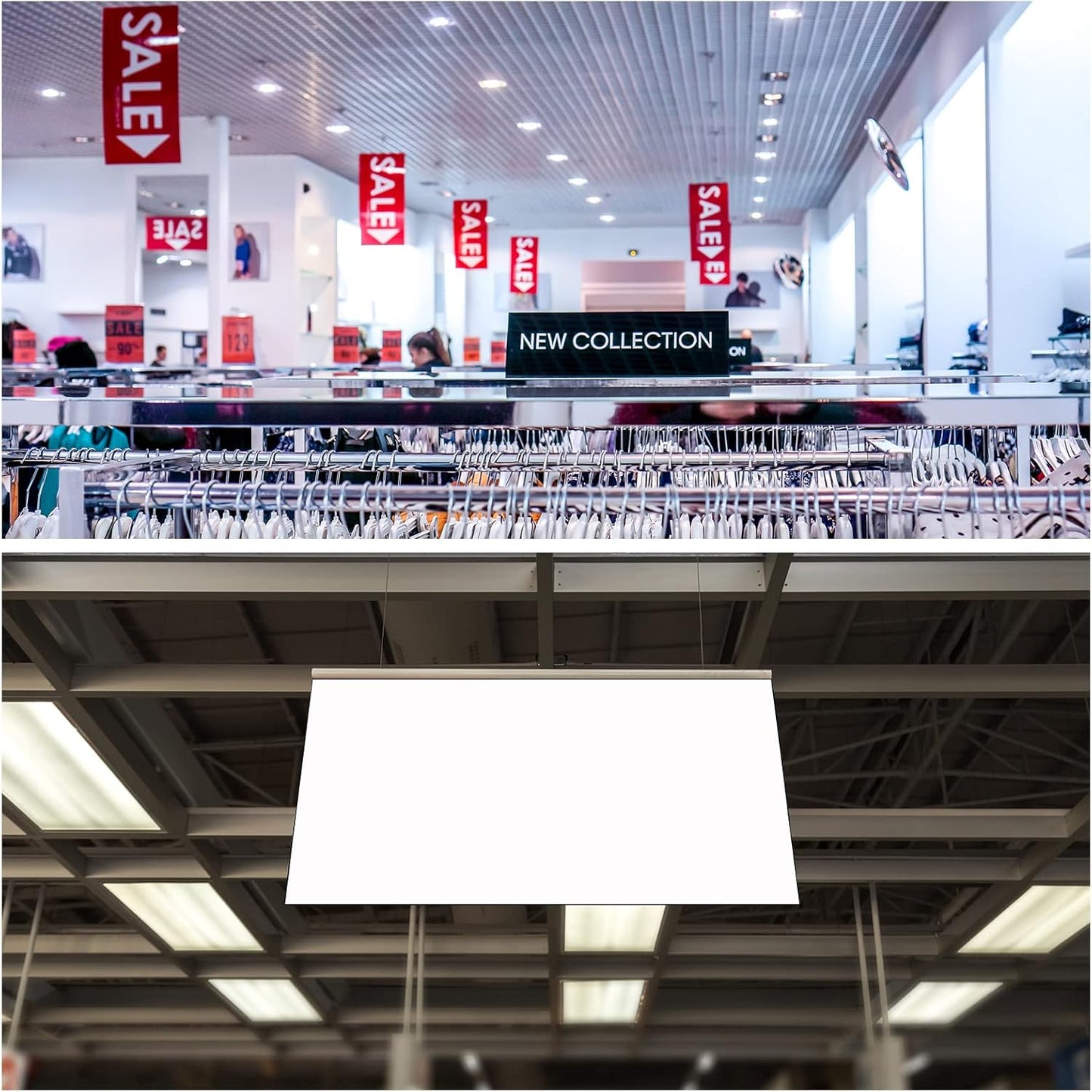 MECCANIXITY PVC Poster Hanger Rail Poster Strip Bar 50cm/20inch Clear with Clips for Poster, Map, 4 Set