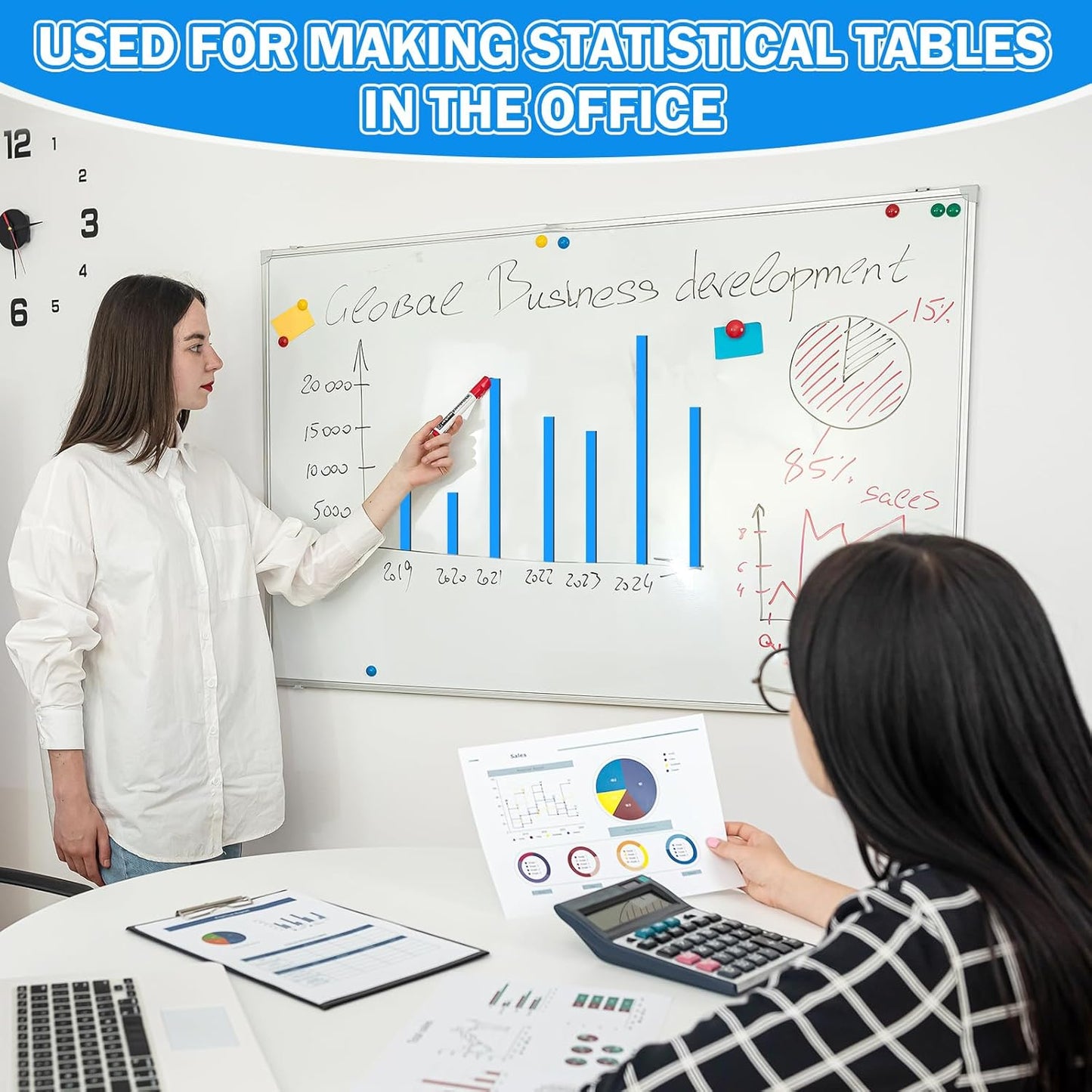 Magnetic Tape Roll Thin Strips, 0.39 Inch x 33 Feet Magnetic Board Dividers Whiteboard Graphic Decorative Tape Marking Line for Classroom Office Art Accessories(Blue)