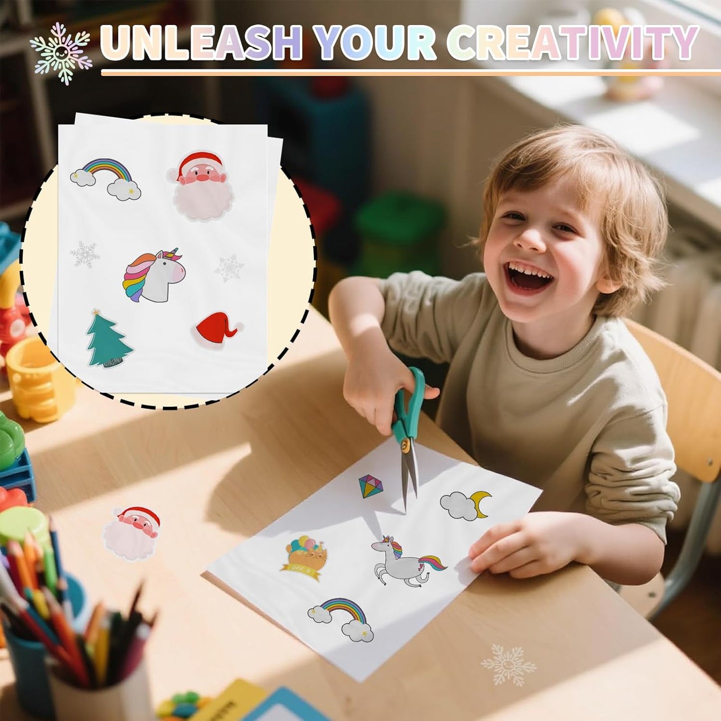 20 Sheets Holographic Sticker Paper,8.5x11 Inch Clear Printable Vinyl Sticker Papers,Self-Adhesive Waterproof for Inkjet/Laser Printer(Clear)