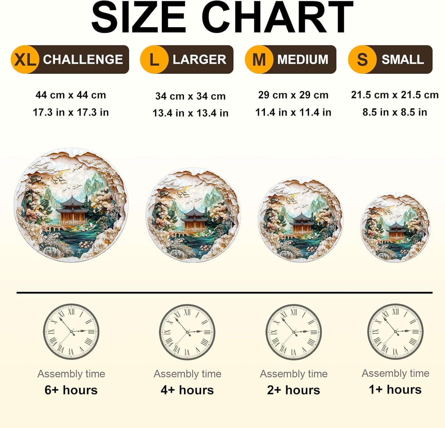 KAAYEE Wooden Puzzles for Adults, 3D Visual Effect Chinese Landscape Painting Wooden Jigsaw Puzzle Unique Shape Wood Puzzle Adult, 3D Effect Flat Puzzle Birthday Family Games (S-8.5 * 8.5 in-100pcs)