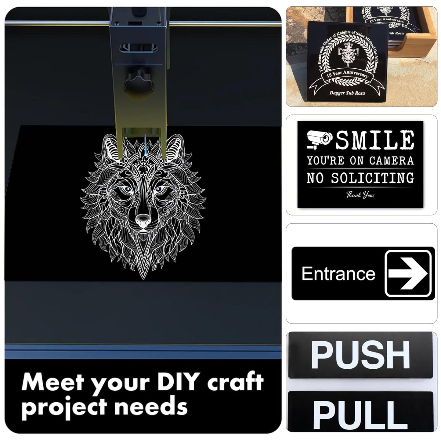 5PCS Laser Engraving Double Color ABS Plastic Sheet,Two-Tone Laserable Engraving Plastic Sheets for Name Badge,Office Label,Laser Artistic Product,Size 11.73" x 11.73",Black/White