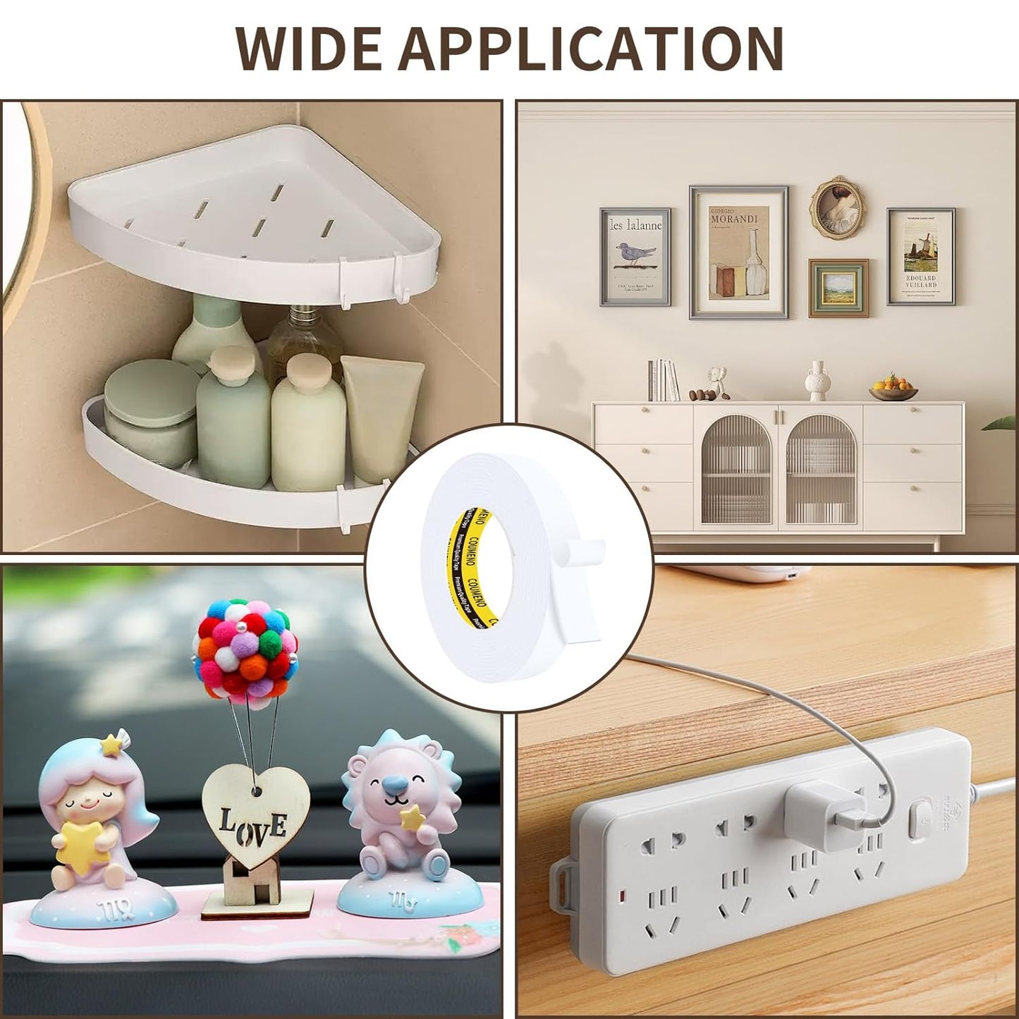 Double Sided Foam Strip, EVA Foam Tape, Double Sided Sponge Adhesive Mounting Tape for Home Office Decor 0.98inX16.4FT White