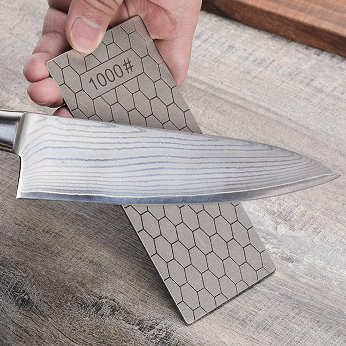 Diamond Sharpening Stone, Honeycomb Surface Plate with Non-slip Base for Pocket Knives Scissors (240/400/600/800/1000/1200/1500/2000/3000 Grit, with Angle Guide and Leather)