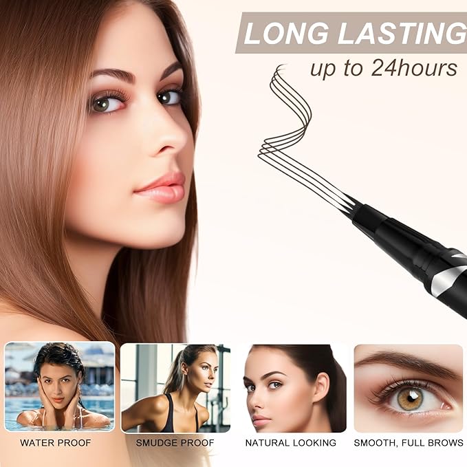 LAVONE Eyebrow Pen,2-IN-1 Dual-ended Waterproof Eyebrow Pencil,with 4 Tip Microblading Eyebrow Pen and Ultra-Precise Brow Pencil,Dual-ended Eyebrow Brush,Eyebrows Makeup for Natural Looking-Brunette