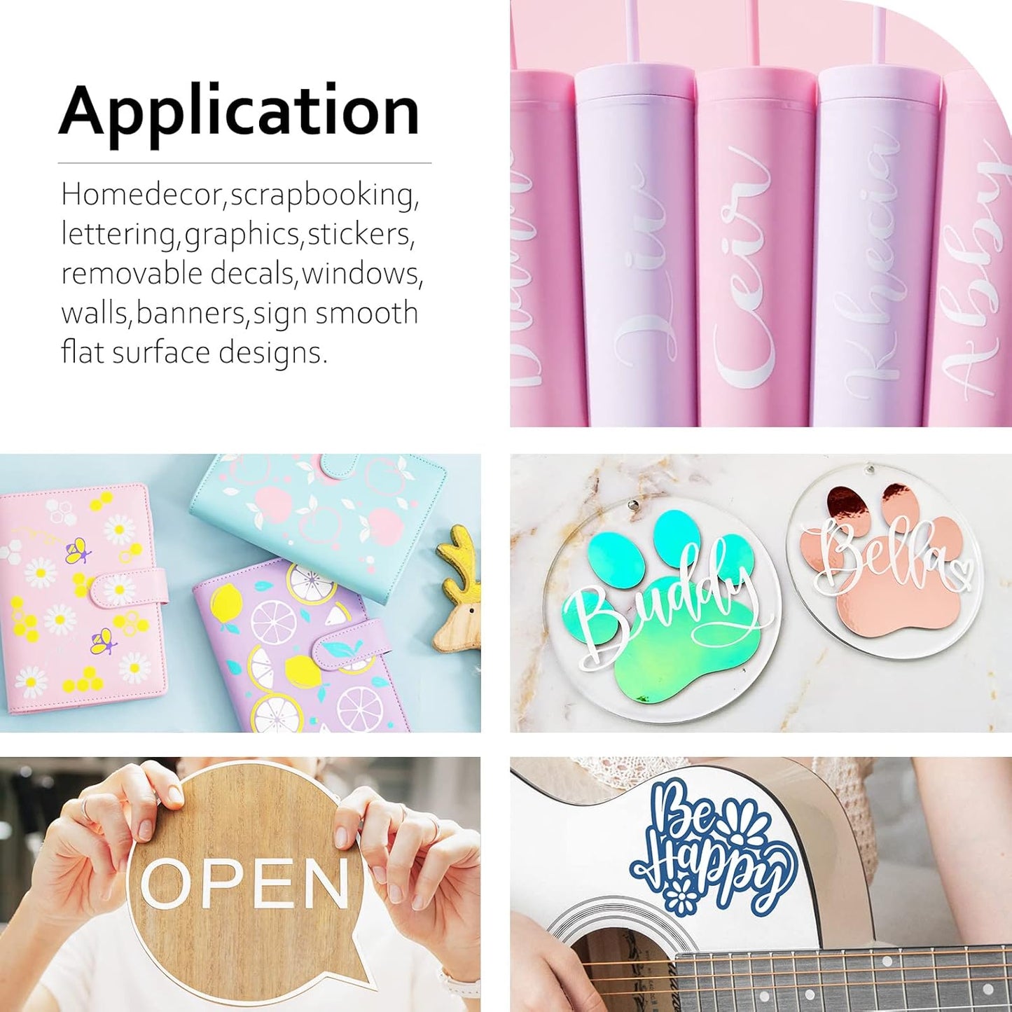 TECKWRAP 001 Smart Adhesive Vinyl Permanent,13in x 5ft, Vinyl for DIY Decal Projects, Compatible with Explore3/Maker3, Matte Coconut White