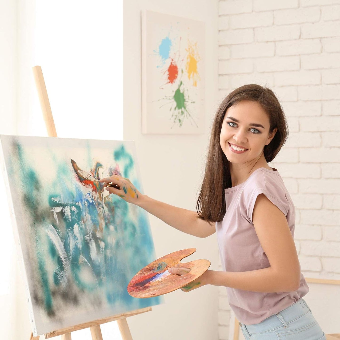 Honoson 16 Pieces Painting Knife Set Stainless Steel Palette Knife Set Draw Mixing Scraper Pallet Spatula with Wooden Handle for Oil Painting Accessories Acrylic Color Mixing Supplies (Red)