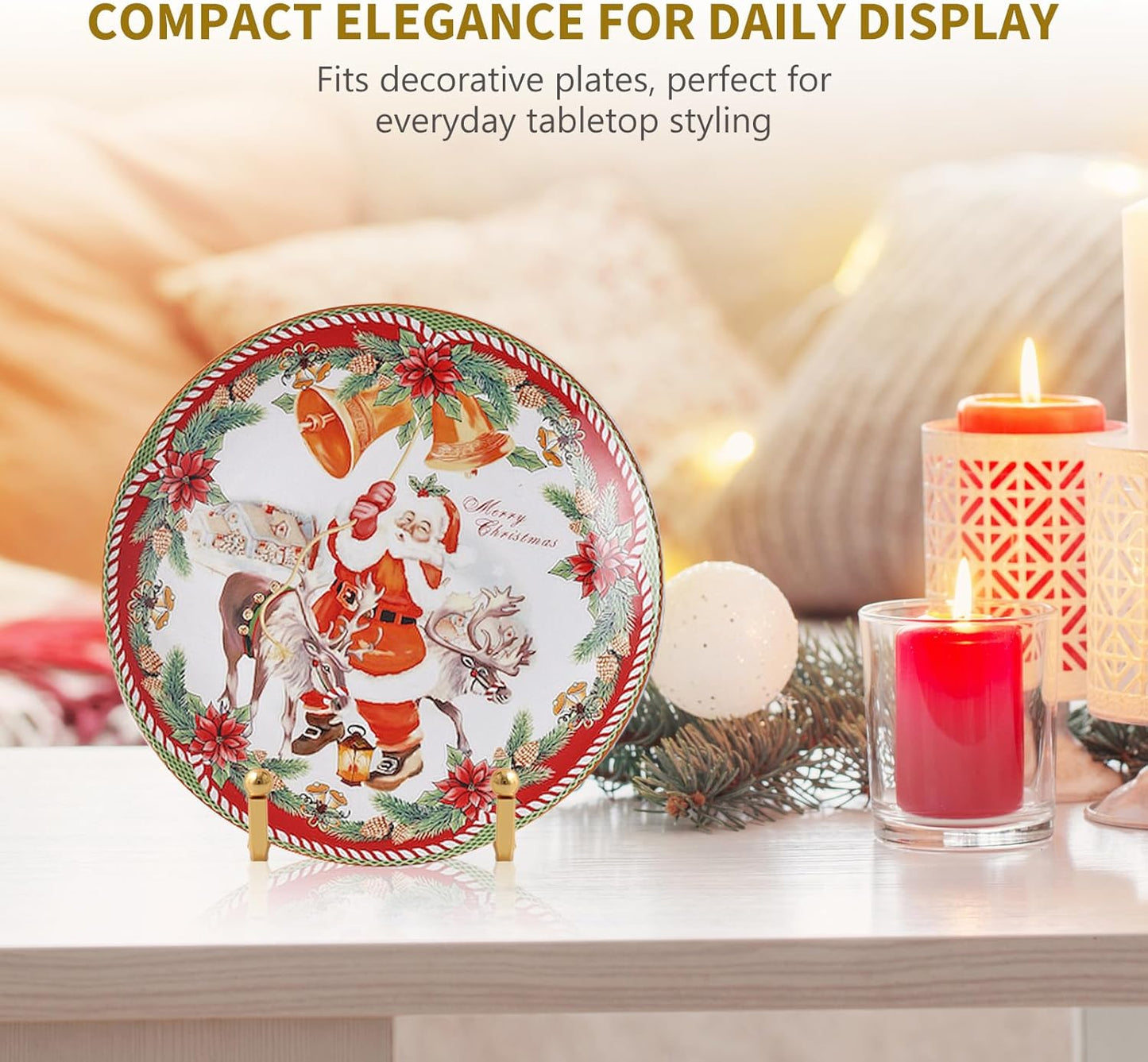 Plate Holder Easel Display Stand - 4.5 inch Metal Plate Stands for Display - Tabletop Picture Stand - Gold Iron Easels for Display Pictures | Photo Frames | Book | Decorative Plates | Plaque -1 Pack