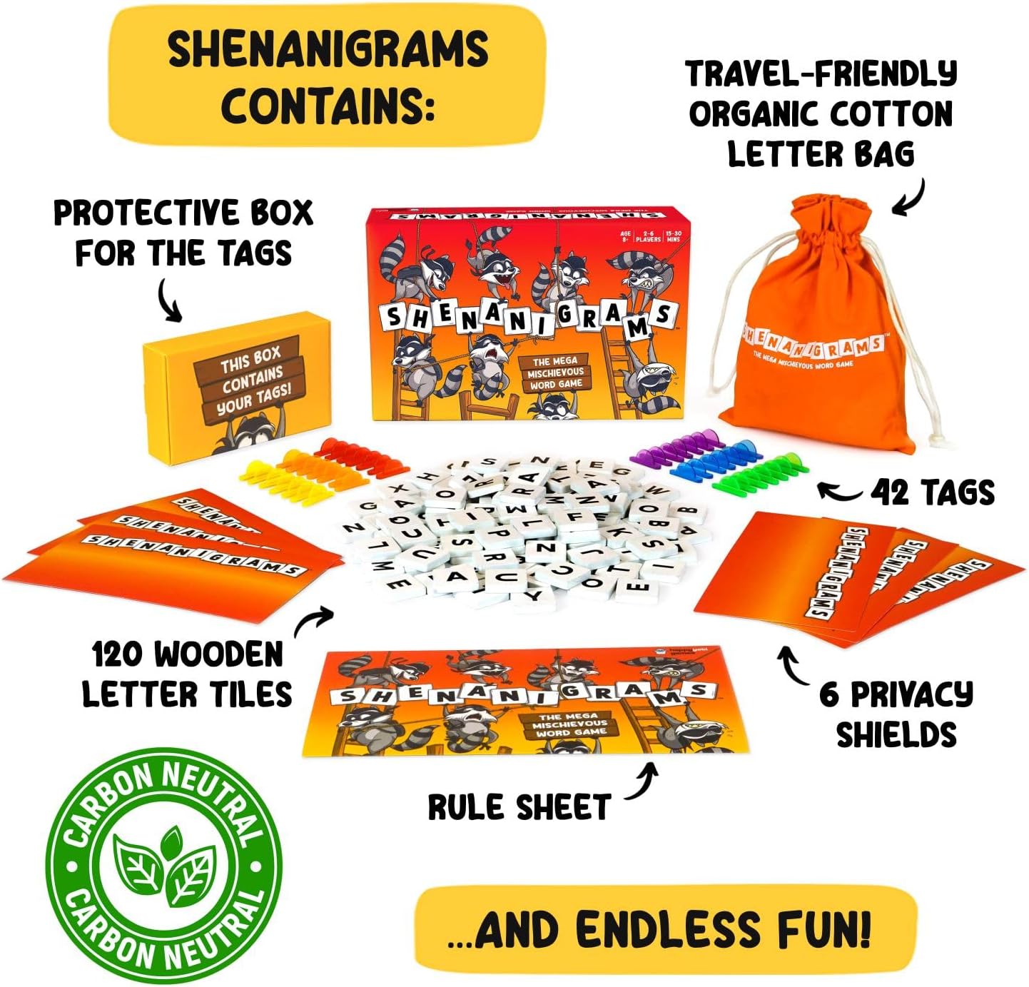 Shenanigrams! – The Mega-Mischievous Word Game! A Super Fun & Fast Family Party Game for Kids, Teens & Adults - Great for Travel, Couples & Family Board Games Night