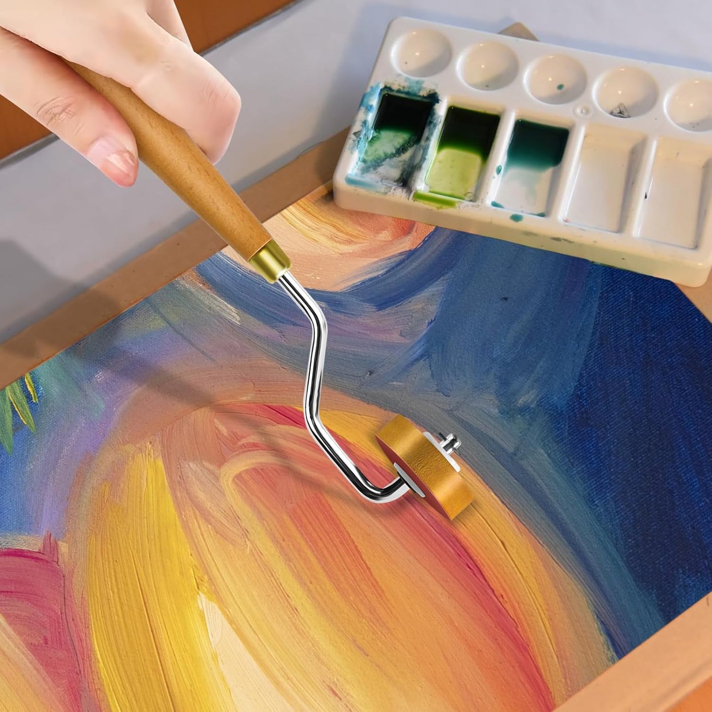 3pcs Rubber Rollers Brayer - Brayer Rollers for Crafting, Ink Roller Set with Comfort Grip for Printmaking, Crafts, and Stamping