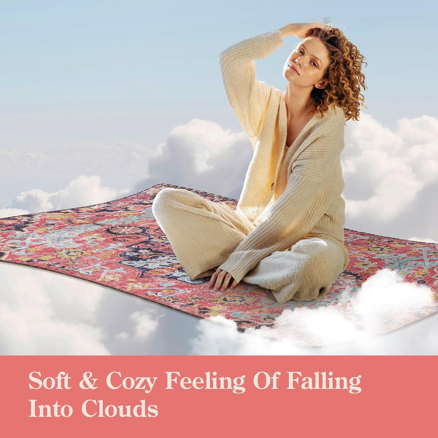 Lahome Bohemian Floral Medallion Area Rug - 3x5 Hot Pink Rug for Girls Room Front Entry Mat, Non-Slip Machine Washable Soft Throw Carpet for Bathroom Apartment Entrance Laundry, Fuchsia/Multi