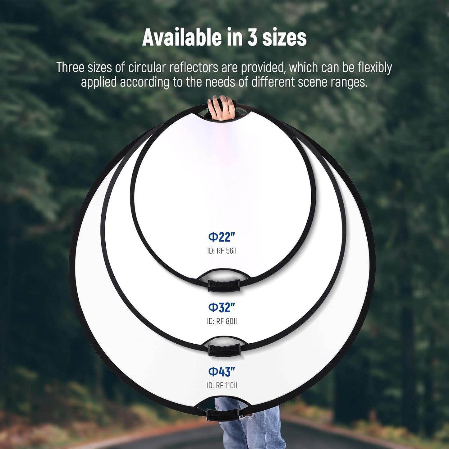 NEEWER 80cm Light Reflector with Handle & 3/8" Thread, 5 in 1 Foldable Round Light Diffuser, Translucent/Silver/Gold/White/Black for Studio or Outdoor Photo Lighting, RF-80II