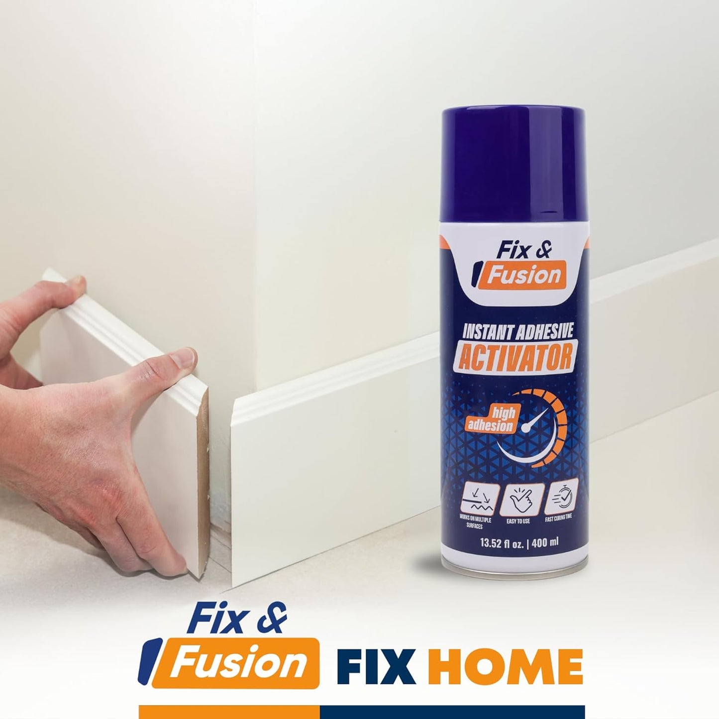 FIX & FUSION Activator Spray (13.5 Fl Oz), Instant Cure Accelerator for Cyanoacrylate (CA) Super Glue for Wood, Plastic, Rubber, Granite, and DIY & Professional, Accelerates Bonding Strength, (1 Pack)